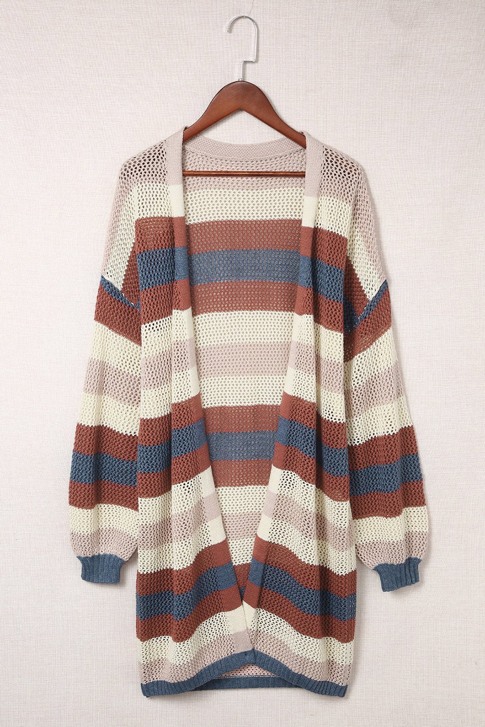 Stripe Colorblock Hollow-Out Cardigan - Rooted & Reckless Co.