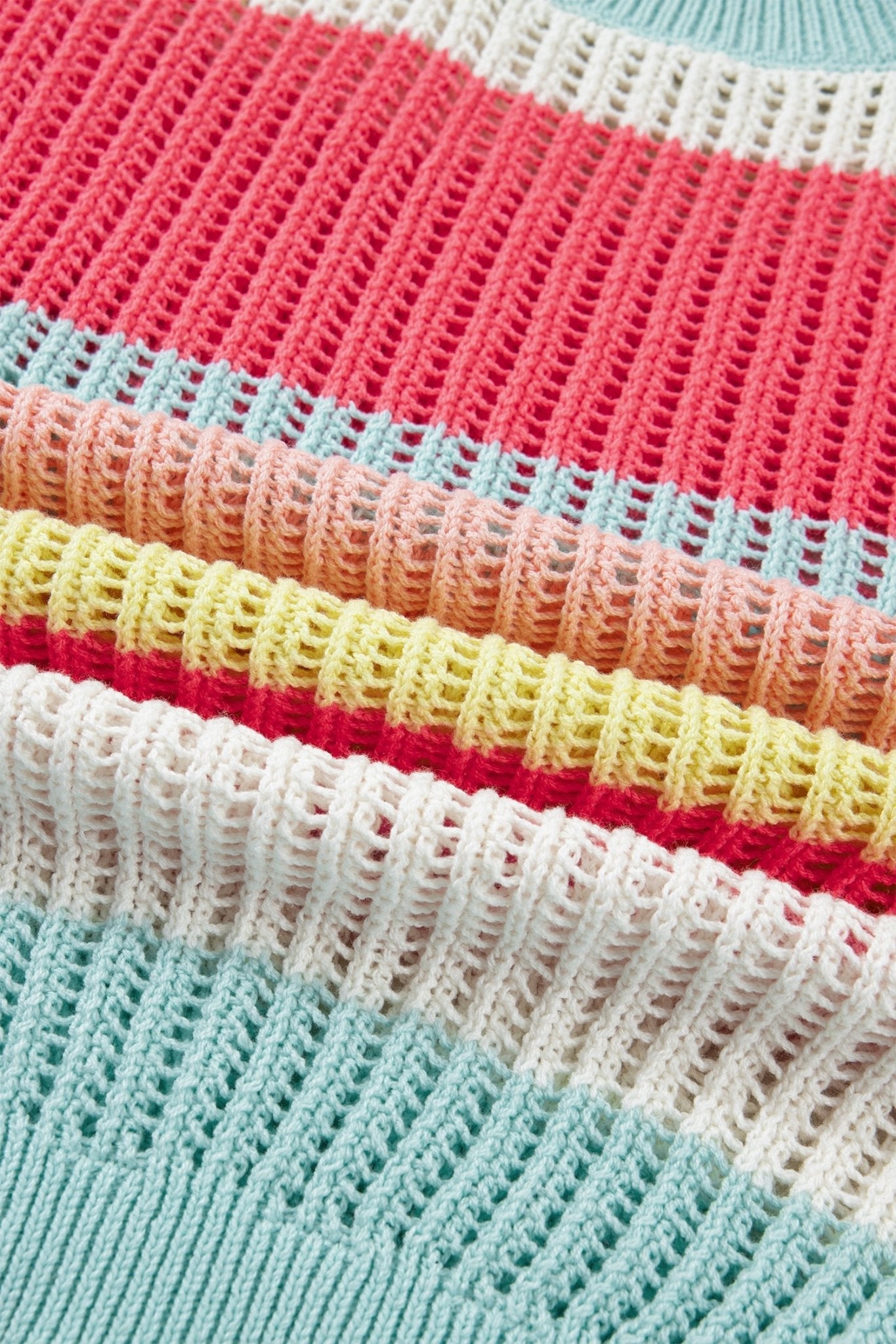 Stripe Colorblock Hollow-Out Short Sleeve Sweater - Rooted & Reckless Co.