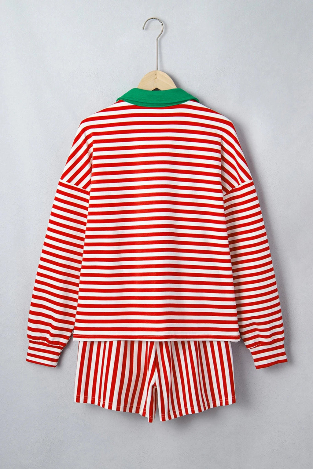 Stripe Colorblock Long Sleeve Collar Top & Shorts Set - Rooted & Reckless Co.