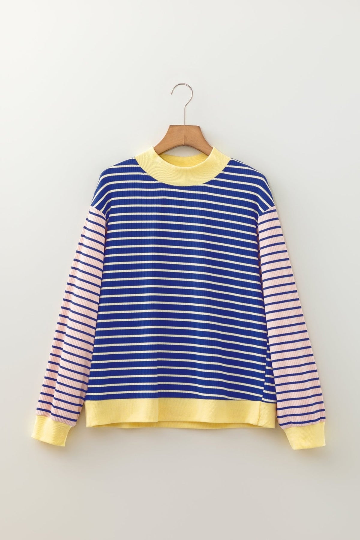 Stripe Colorblock Long Sleeve Crewneck Pullover Top - Rooted & Reckless Co.