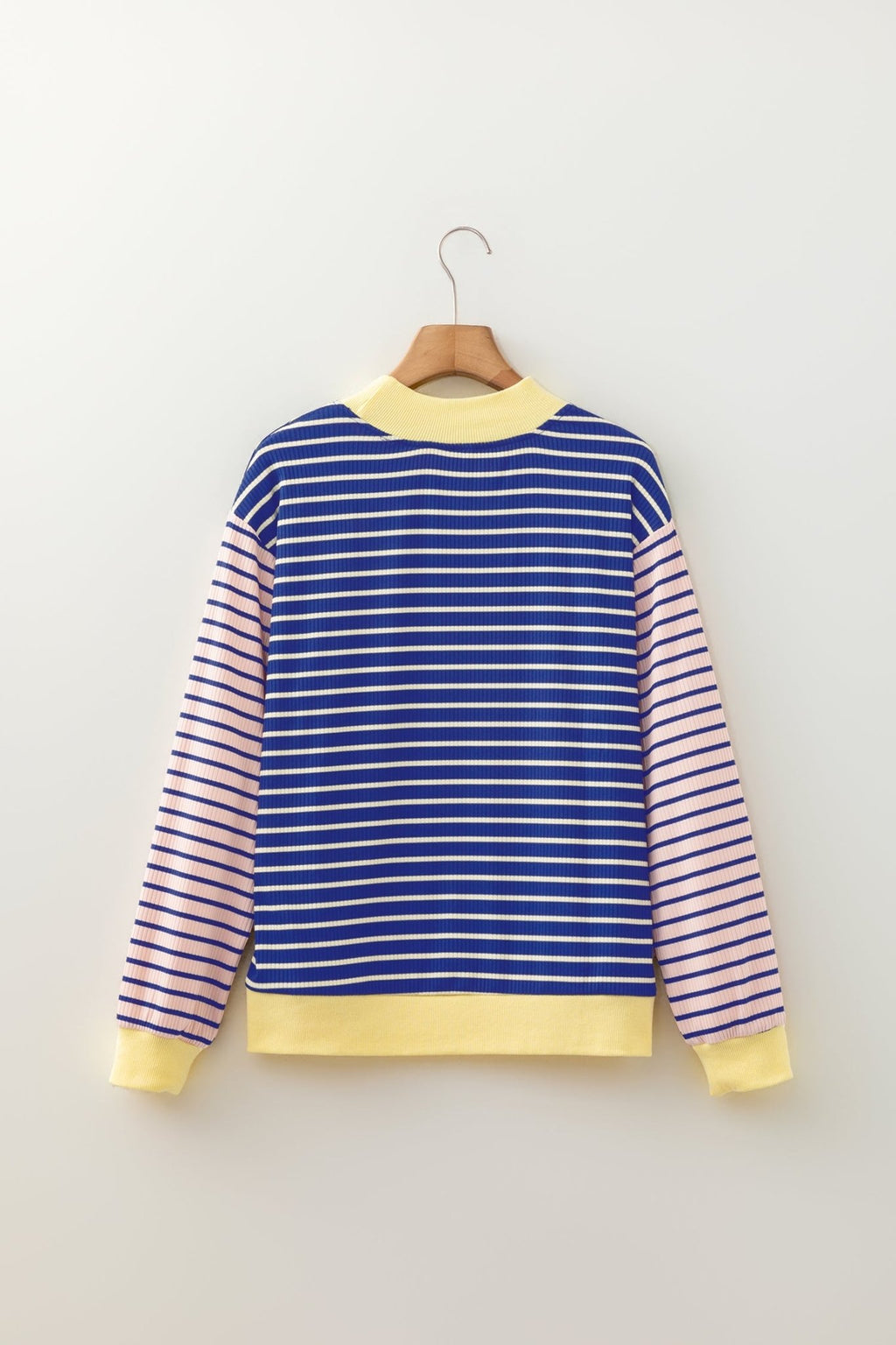 Stripe Colorblock Long Sleeve Crewneck Pullover Top - Rooted & Reckless Co.