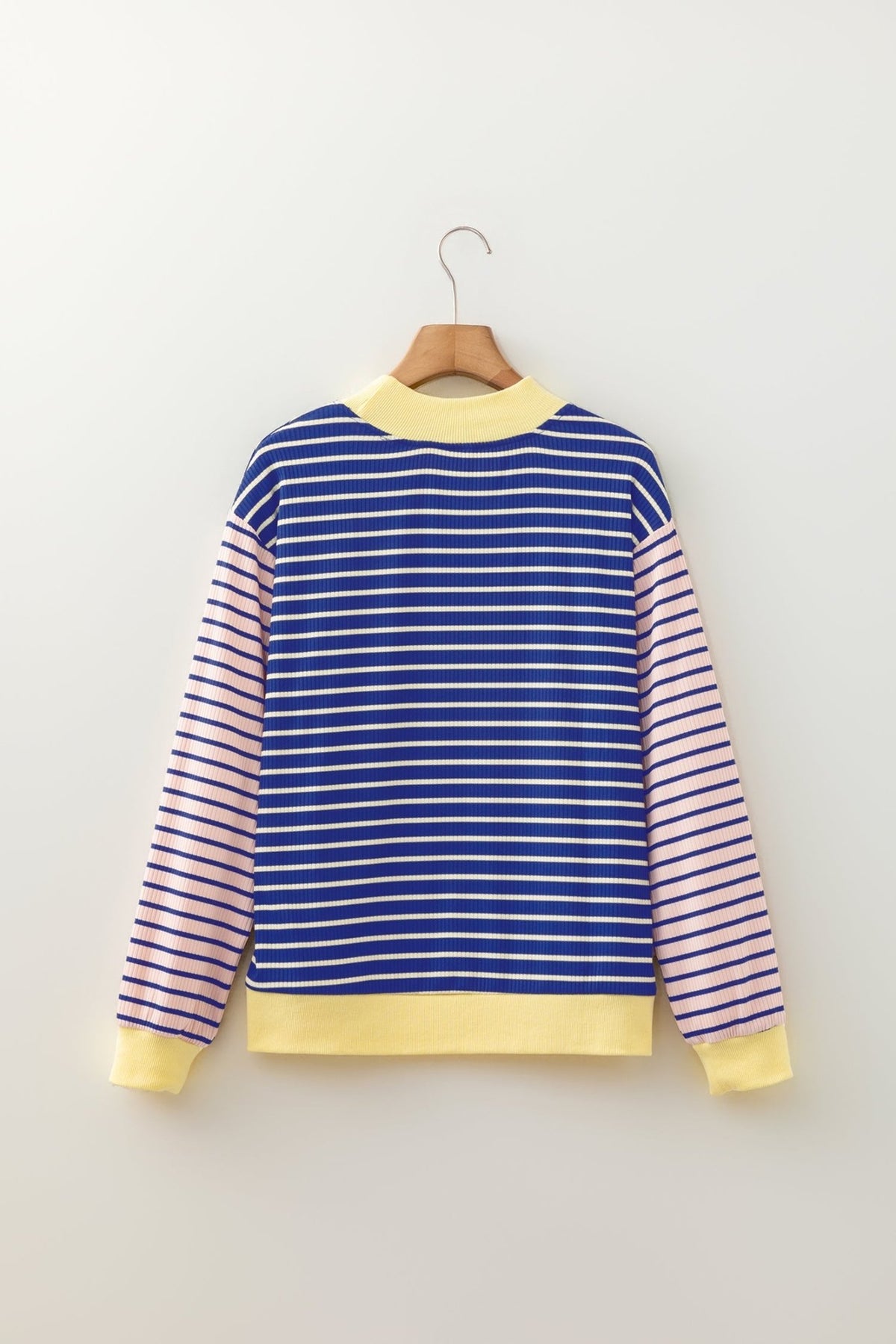 Stripe Colorblock Long Sleeve Crewneck Pullover Top - Rooted & Reckless Co.
