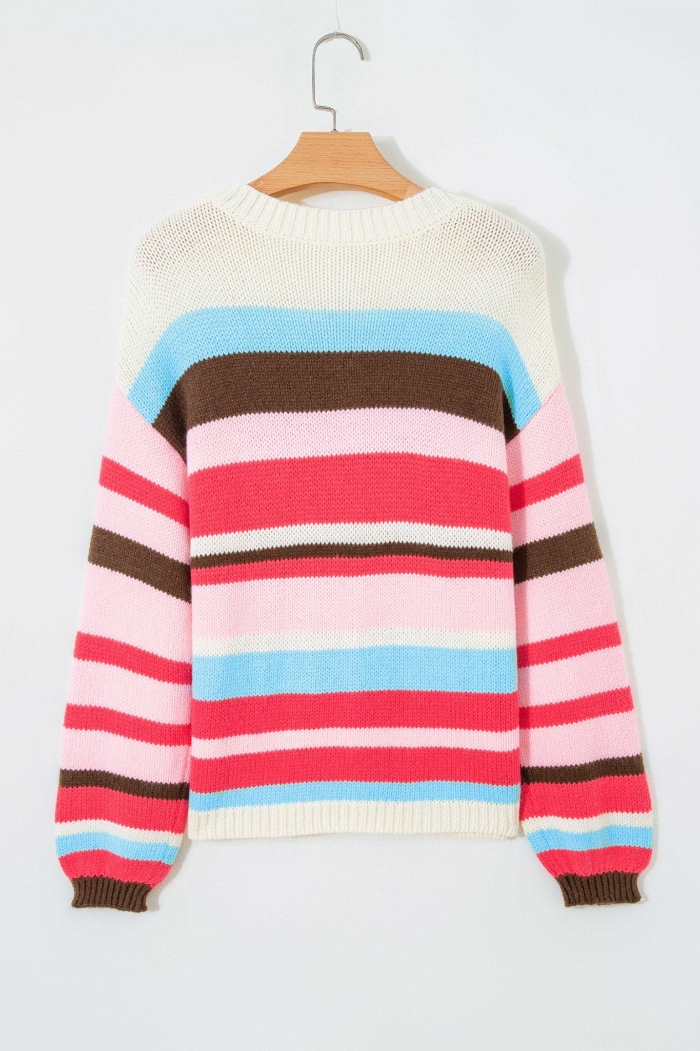 Stripe Colorblock Long Sleeve Drop Shoulder Cardigan - Rooted & Reckless Co.