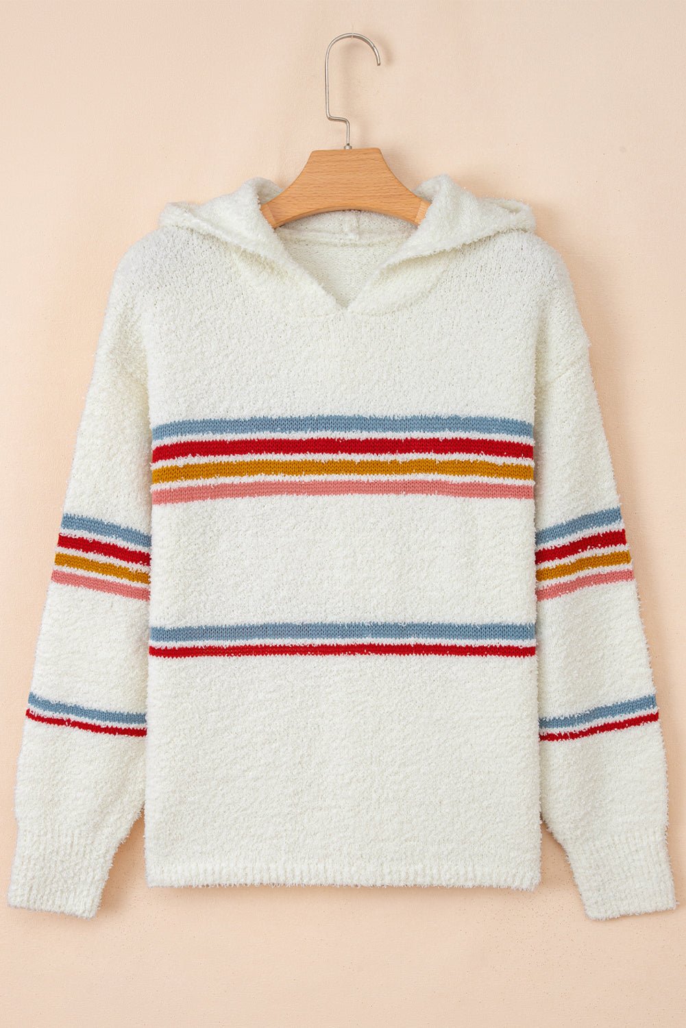 Stripe Colorblock Long Sleeve Hooded Sweater - Rooted & Reckless Co.