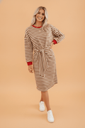 Stripe Colorblock Long Sleeve Tie Waist Dress - Rooted & Reckless Co.