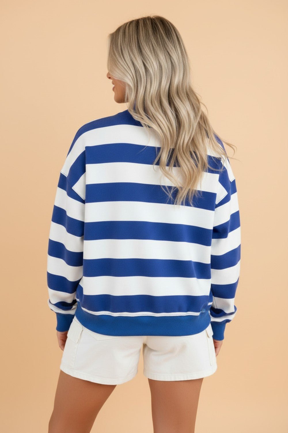 Stripe Colorblock Mock Neck Long Sleeve Sweatshirt - Rooted & Reckless Co.