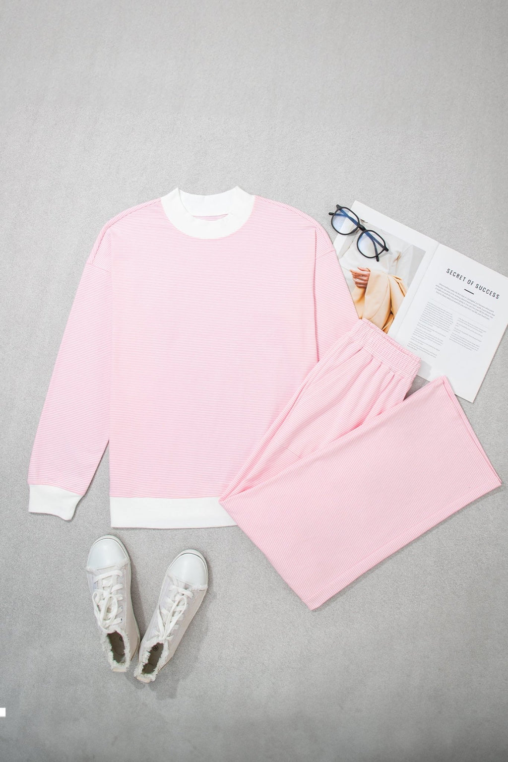 Stripe Colorblock Mock Neck Sweatshirt & Pants Set - Rooted & Reckless Co.