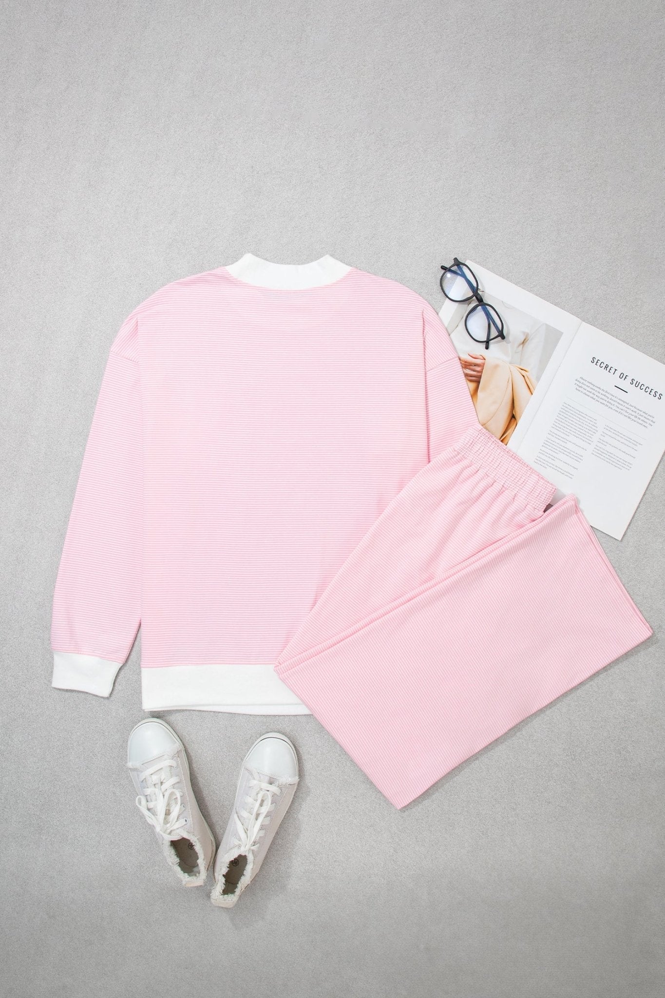 Stripe Colorblock Mock Neck Sweatshirt & Pants Set - Rooted & Reckless Co.