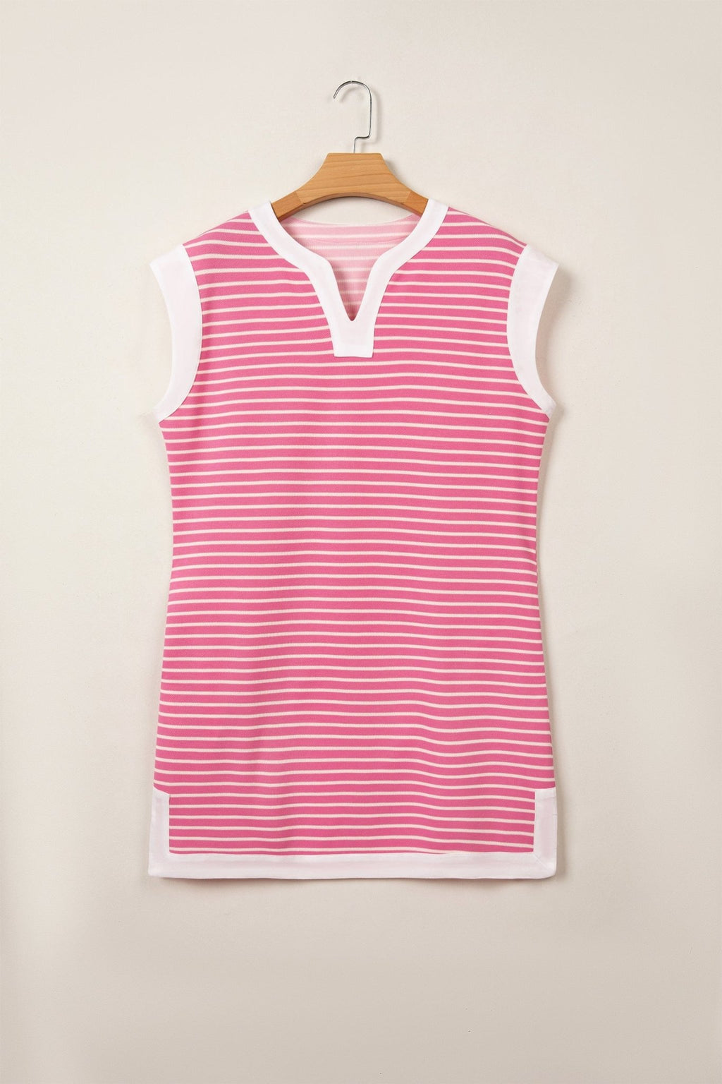 Stripe Colorblock Notched Neck Sleeveless Mini Dress - Rooted & Reckless Co.