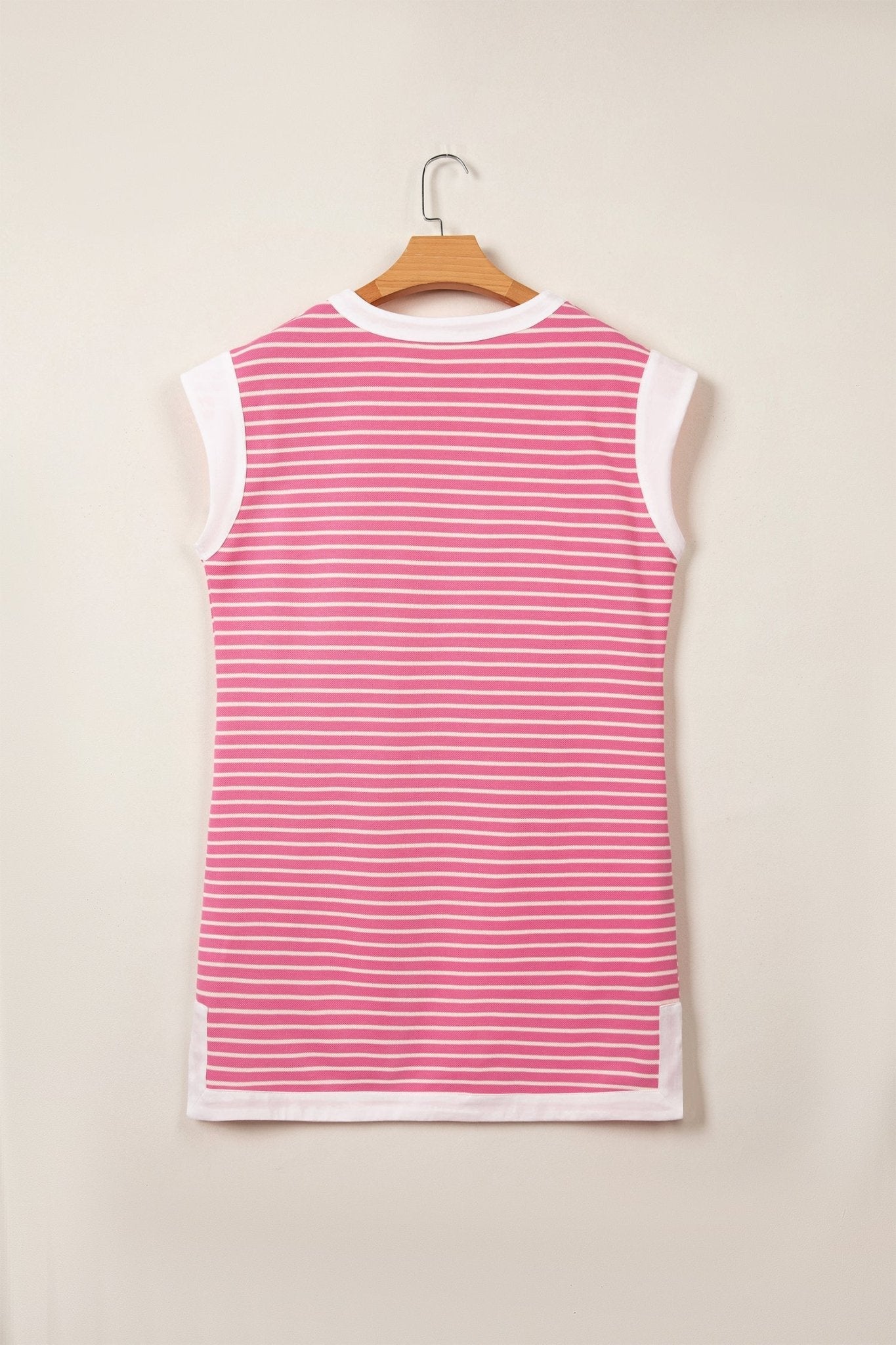 Stripe Colorblock Notched Neck Sleeveless Mini Dress - Rooted & Reckless Co.