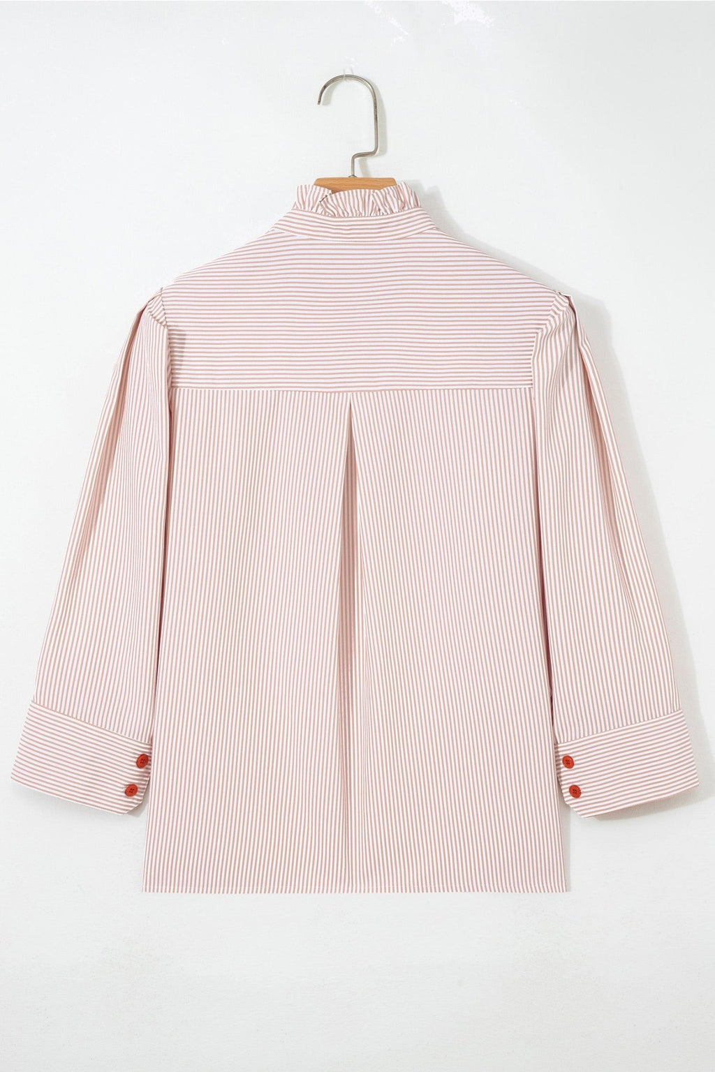 Stripe Colorblock Patchwork Frilled Collar Shirt - Rooted & Reckless Co.