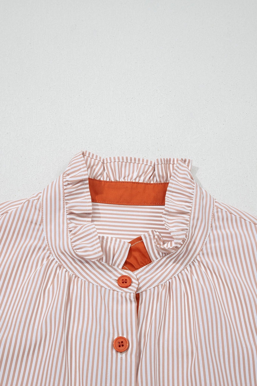 Stripe Colorblock Patchwork Frilled Collar Shirt - Rooted & Reckless Co.