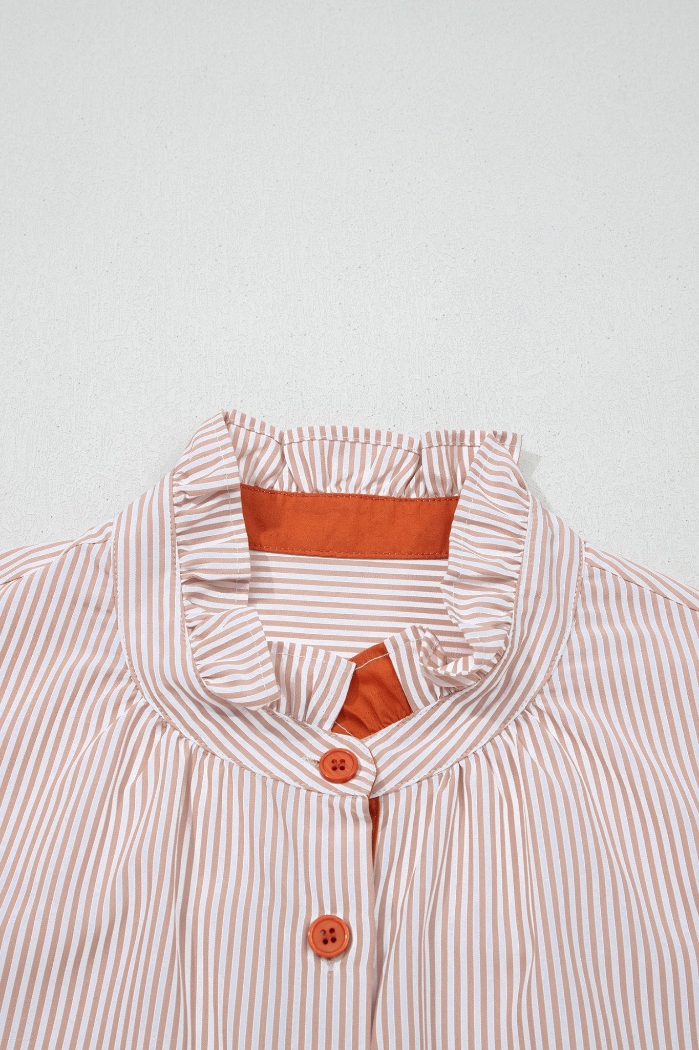 Stripe Colorblock Patchwork Frilled Collar Shirt - Rooted & Reckless Co.