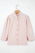 Stripe Colorblock Patchwork Frilled Collar Shirt - Rooted & Reckless Co.