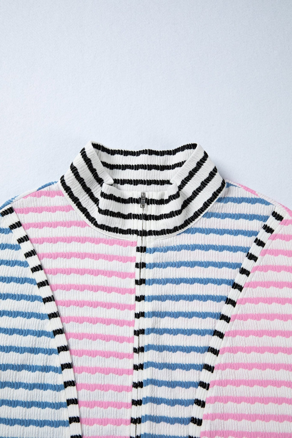 Stripe Colorblock Patchwork Half-Zip Long Sleeve Top - Rooted & Reckless Co.
