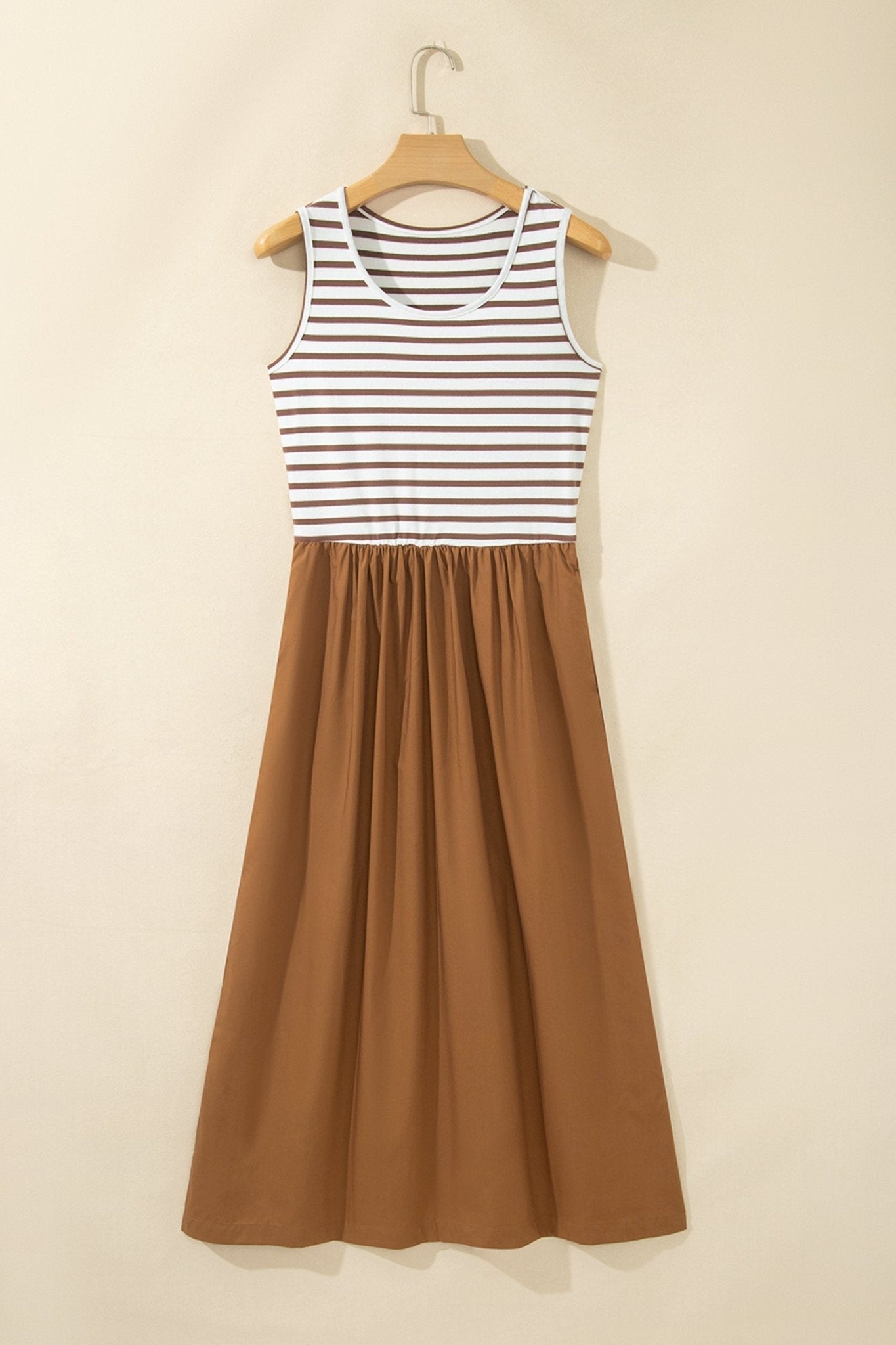 Stripe Colorblock Patchwork Sleeveless Long Dress - Rooted & Reckless Co.
