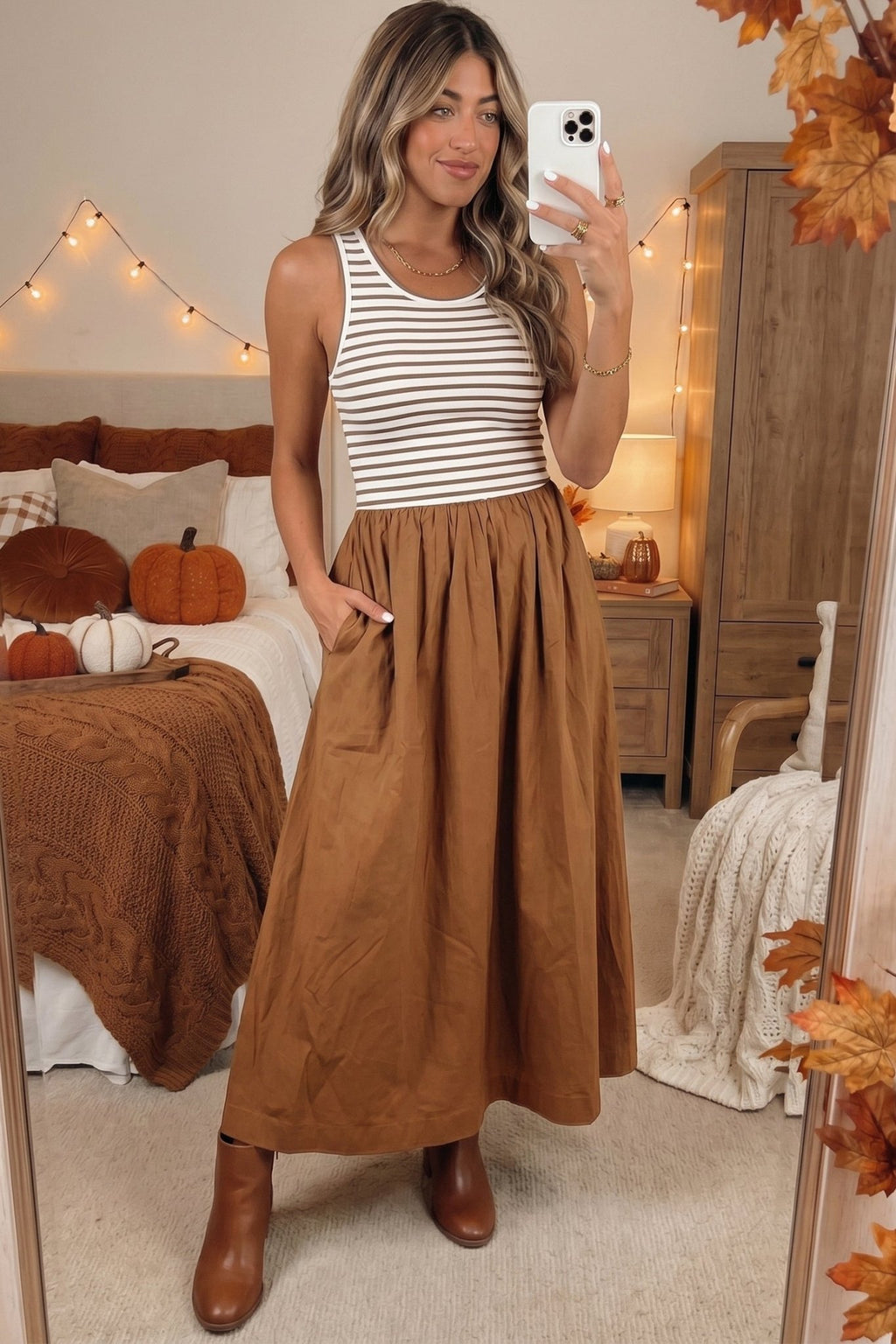 Stripe Colorblock Patchwork Sleeveless Long Dress - Rooted & Reckless Co.