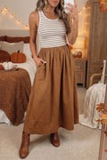 Stripe Colorblock Patchwork Sleeveless Long Dress - Rooted & Reckless Co.