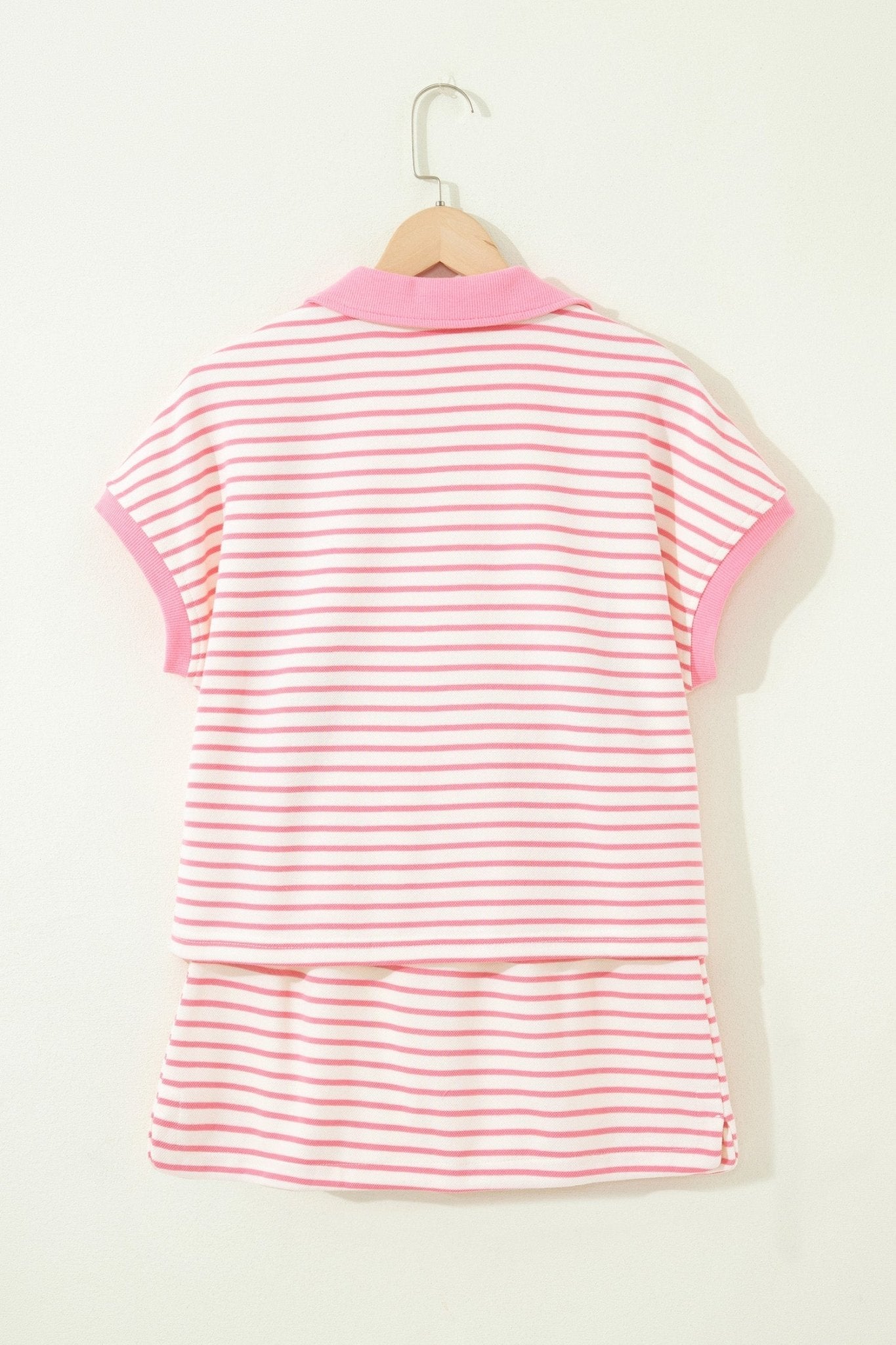 Stripe Colorblock Polo Tee & Drawstring Skort Set - Rooted & Reckless Co.