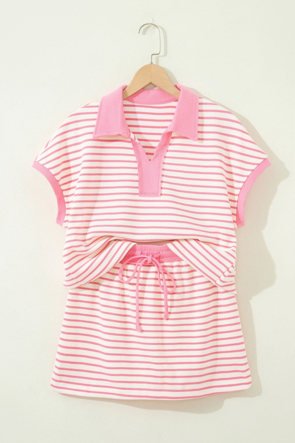Stripe Colorblock Polo Tee & Drawstring Skort Set - Rooted & Reckless Co.