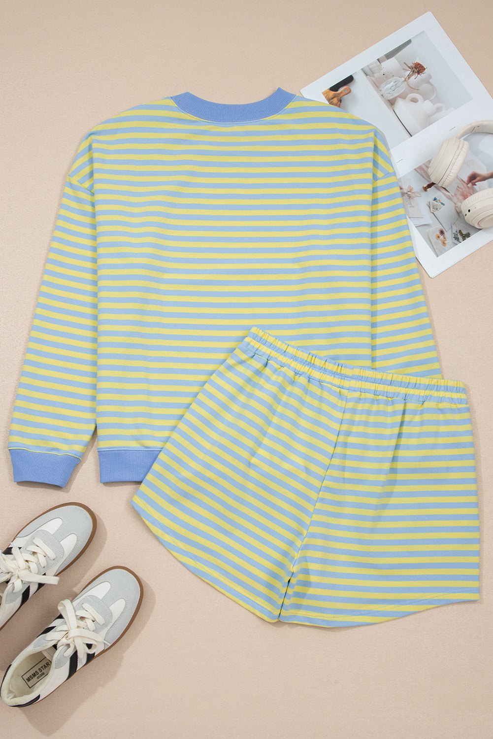 Stripe Colorblock Pullover & Pull-On Shorts Set - Rooted & Reckless Co.