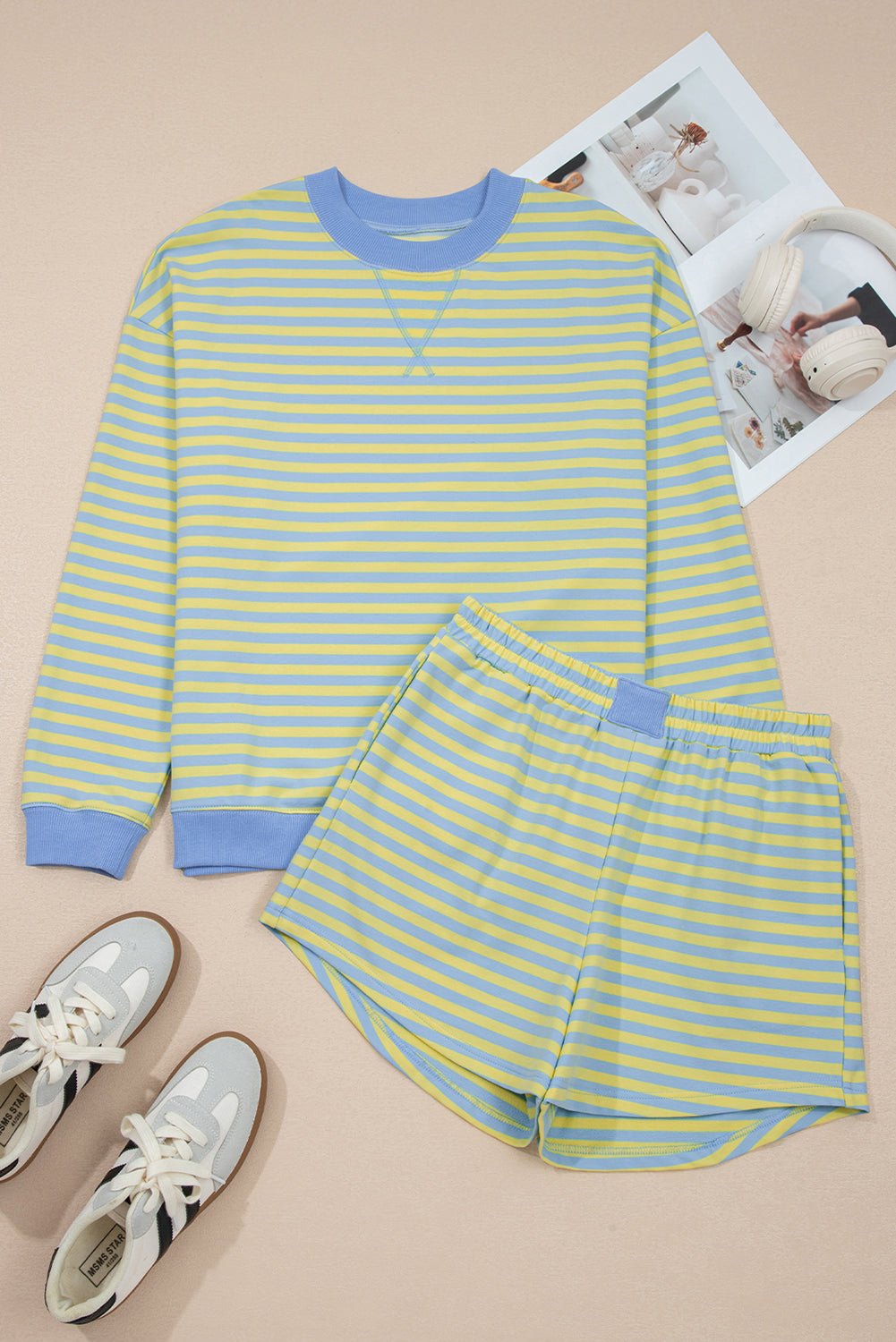 Stripe Colorblock Pullover & Pull-On Shorts Set - Rooted & Reckless Co.