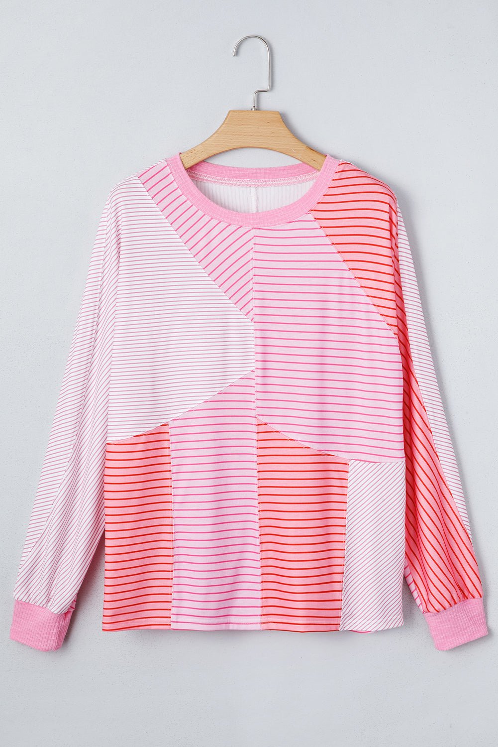 Stripe Colorblock Reverse Seam Long Sleeve Top - Rooted & Reckless Co.