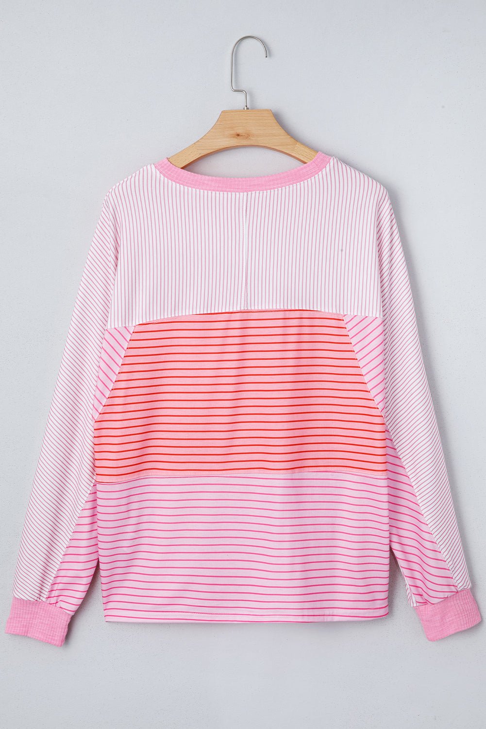 Stripe Colorblock Reverse Seam Long Sleeve Top - Rooted & Reckless Co.