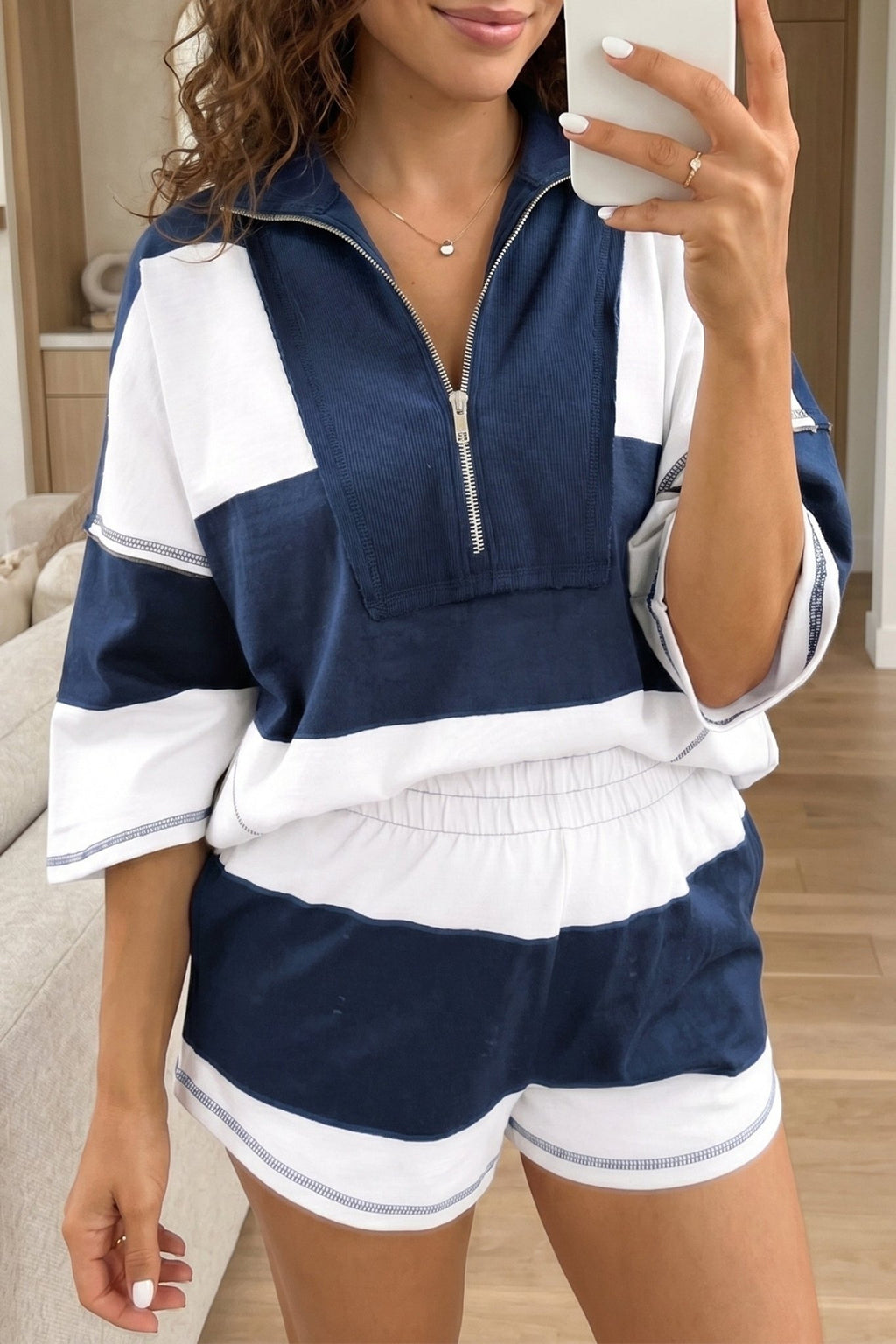 Stripe Colorblock Reverse Seam Top and Shorts Set - Rooted & Reckless Co.