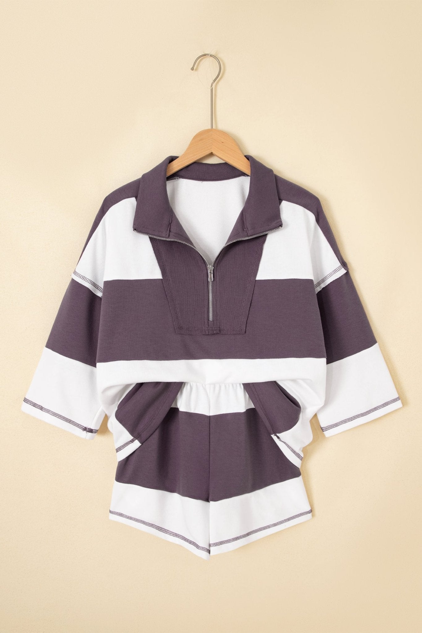 Stripe Colorblock Reverse Seam Top and Shorts Set - Rooted & Reckless Co.