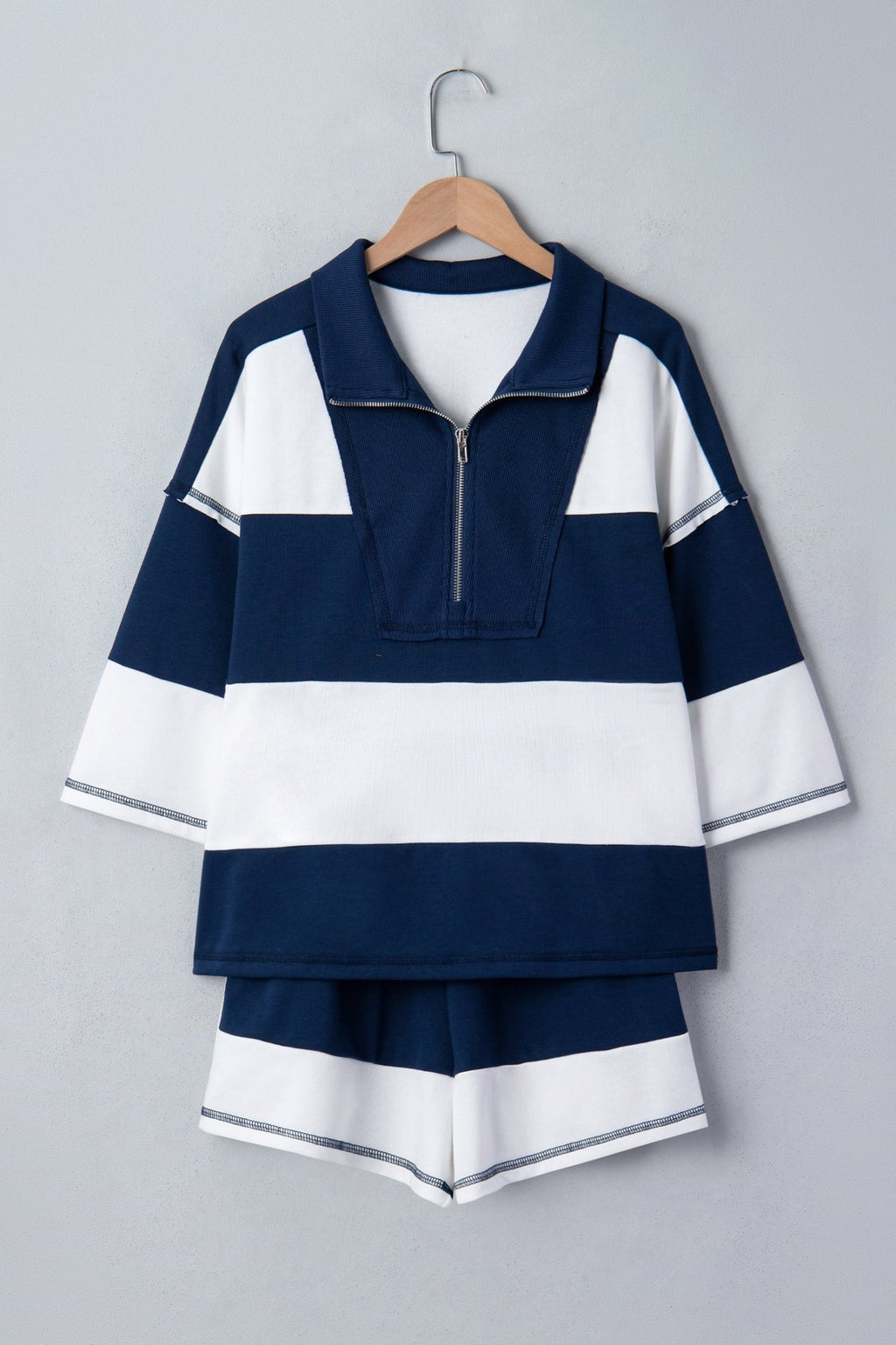 Stripe Colorblock Reverse Seam Top and Shorts Set - Rooted & Reckless Co.