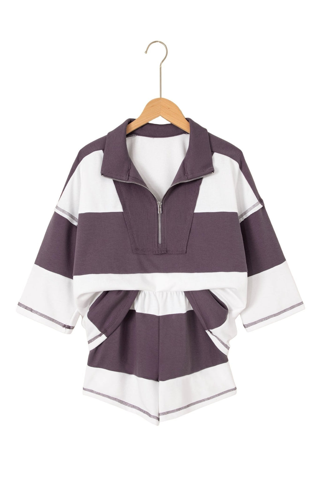 Stripe Colorblock Reverse Seam Top and Shorts Set - Rooted & Reckless Co.