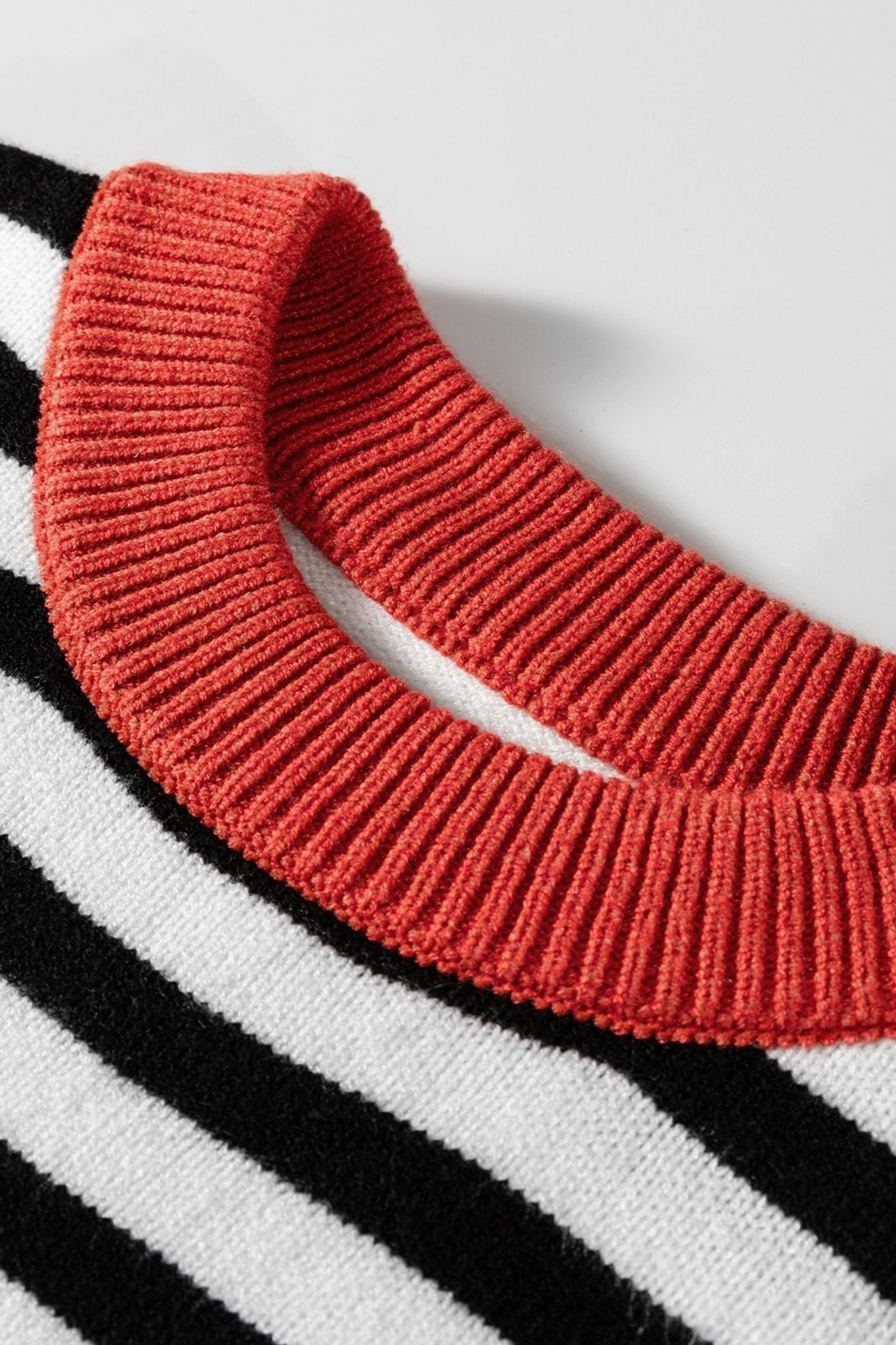 Stripe Colorblock Ribbed Trim Long Sleeve Sweater - Rooted & Reckless Co.