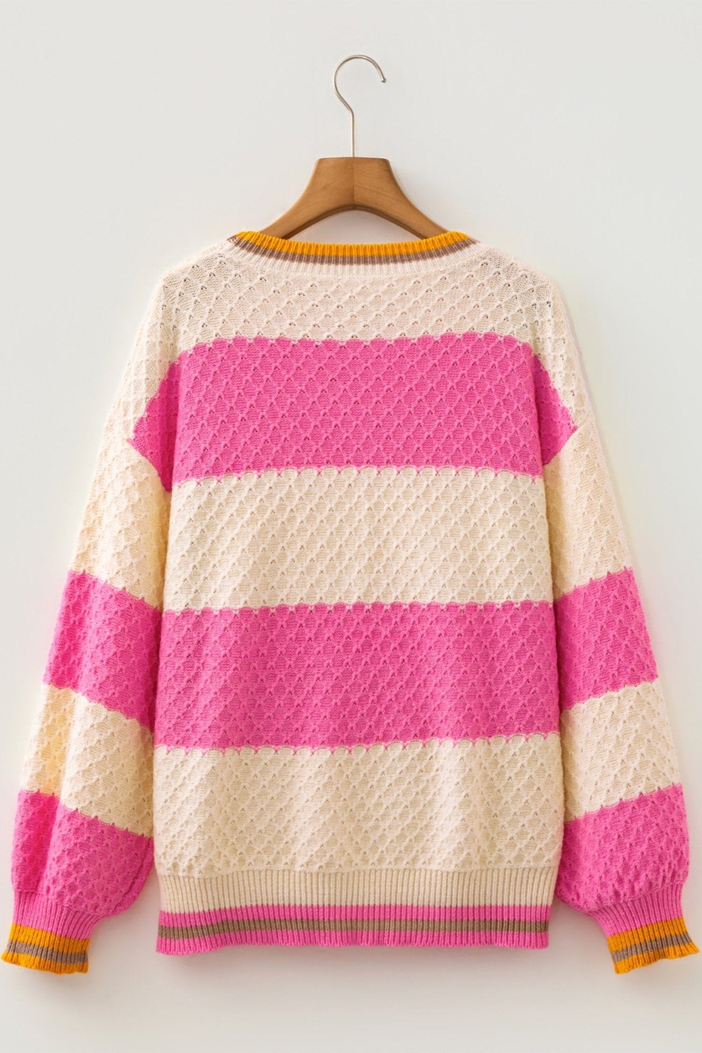 Stripe Colorblock Textured Drop Shoulder Sweater - Rooted & Reckless Co.