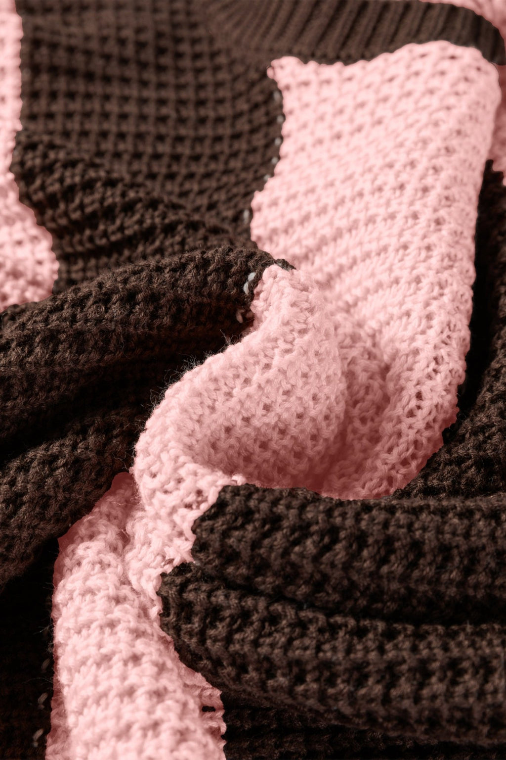 Stripe Colorblock Thermal Textured Knit Drop Shoulder Sweater - Rooted & Reckless Co.