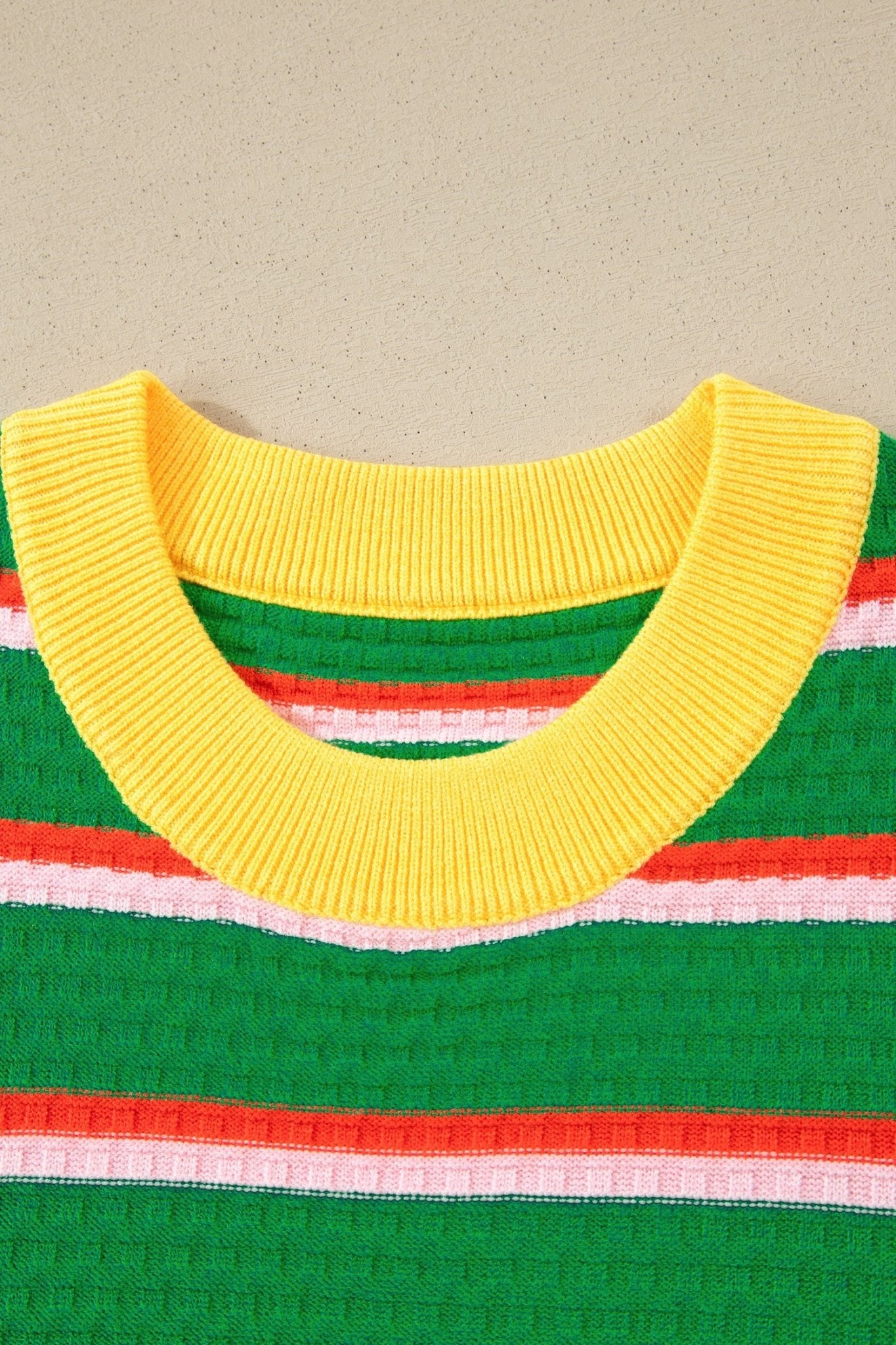 Stripe Colorblock Trim 3/4 Sleeve Sweater Top - Rooted & Reckless Co.