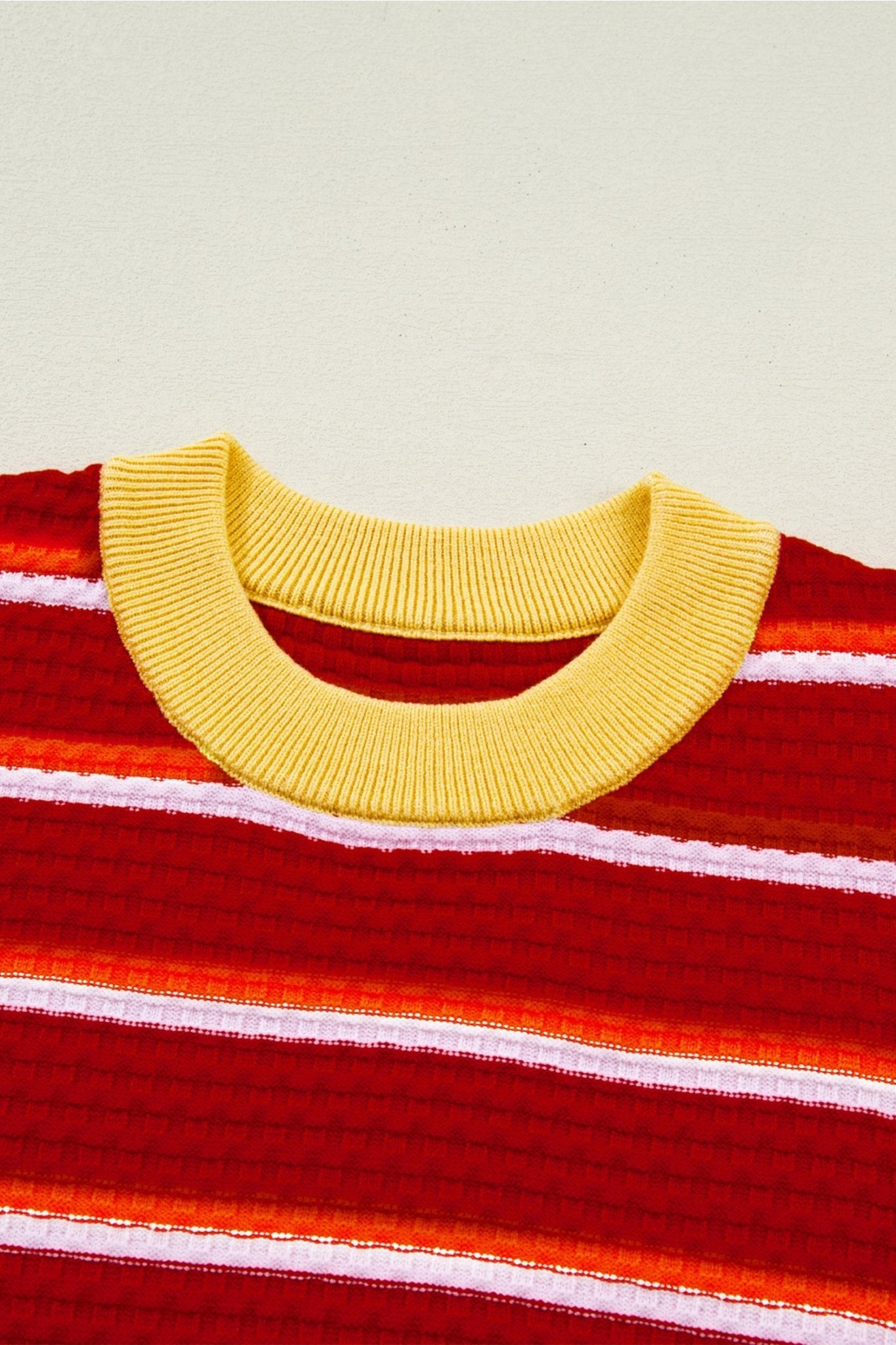 Stripe Colorblock Trim 3/4 Sleeve Sweater Top - Rooted & Reckless Co.
