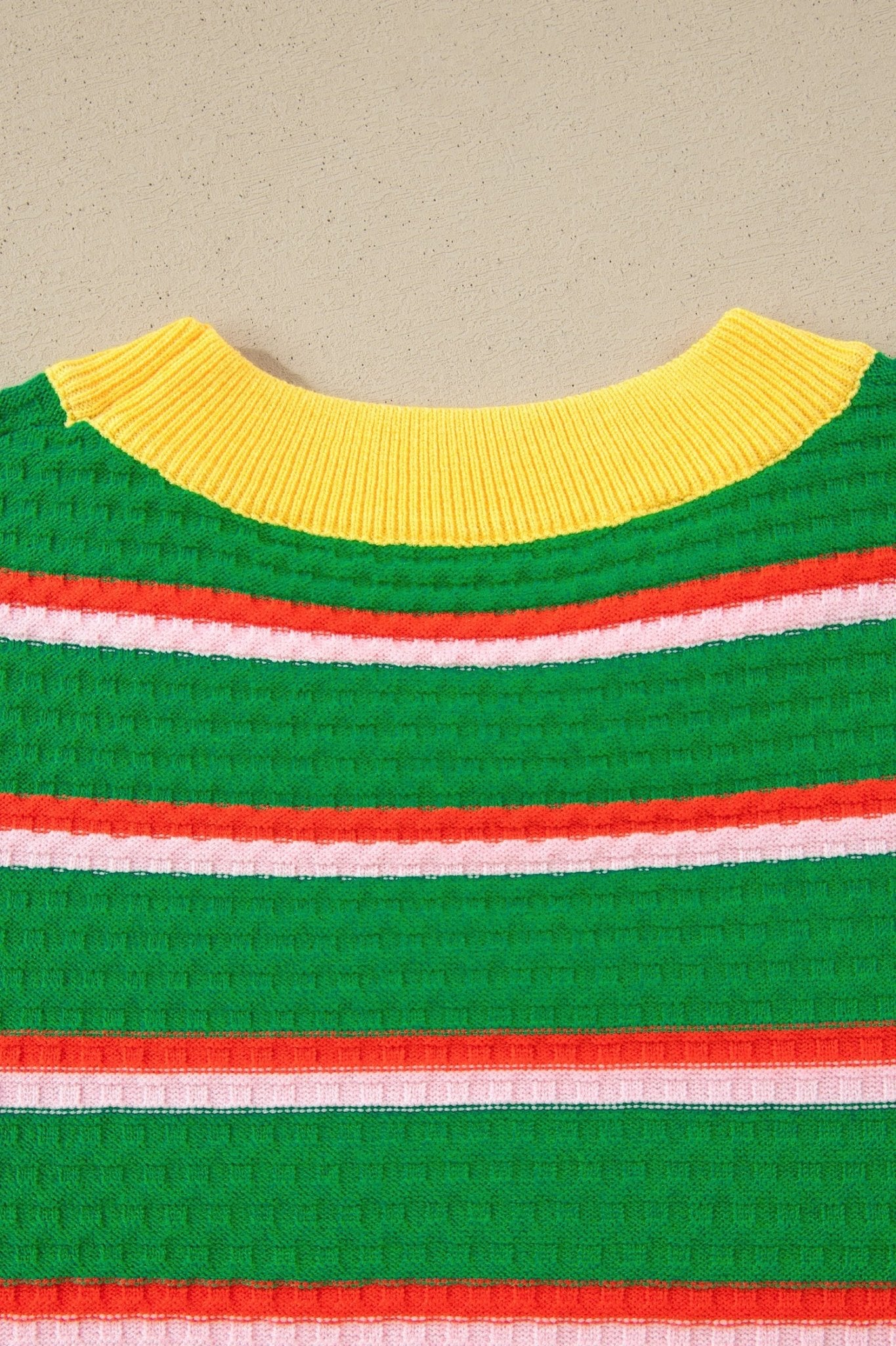 Stripe Colorblock Trim 3/4 Sleeve Sweater Top - Rooted & Reckless Co.