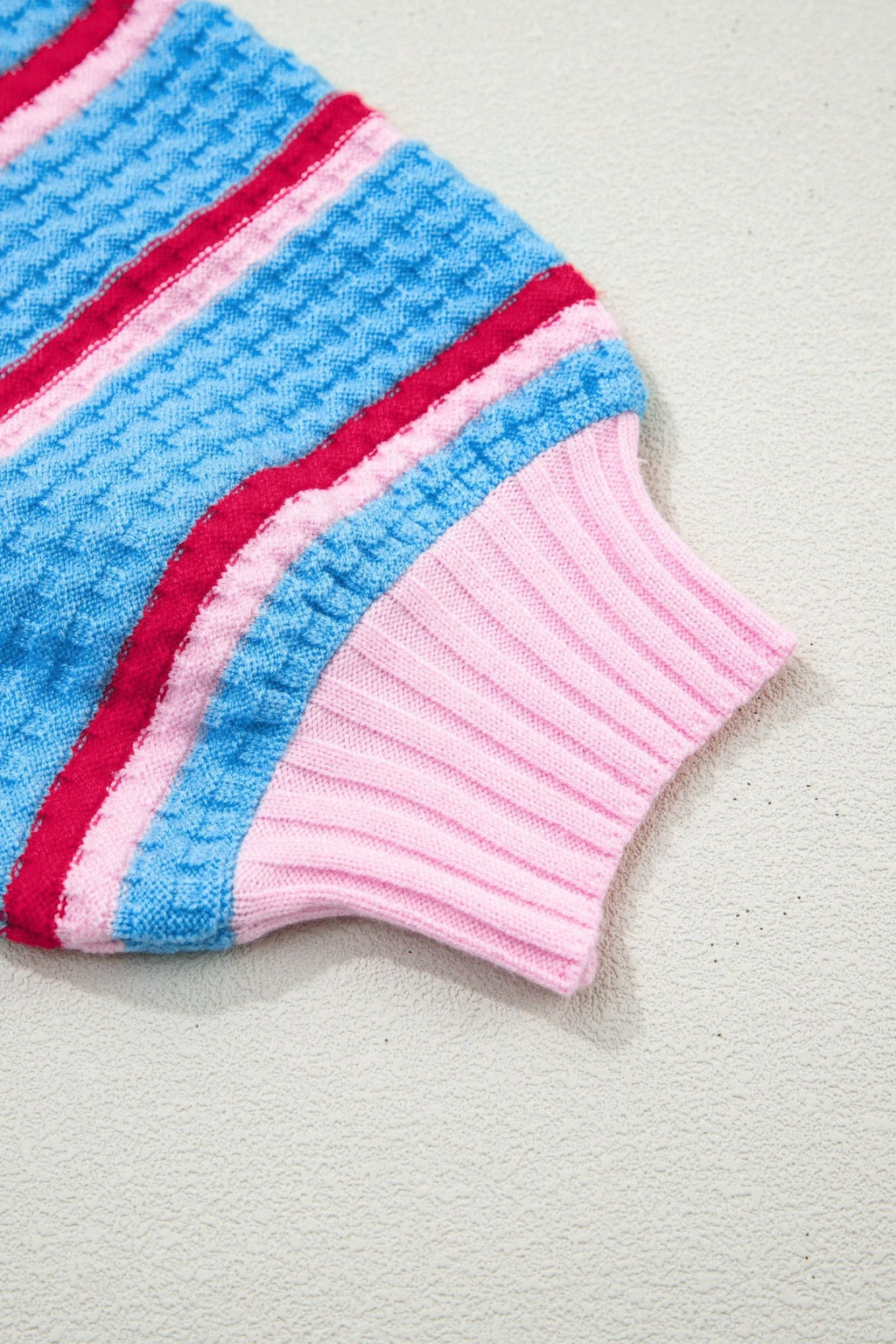 Stripe Colorblock Trim 3/4 Sleeve Sweater Top - Rooted & Reckless Co.