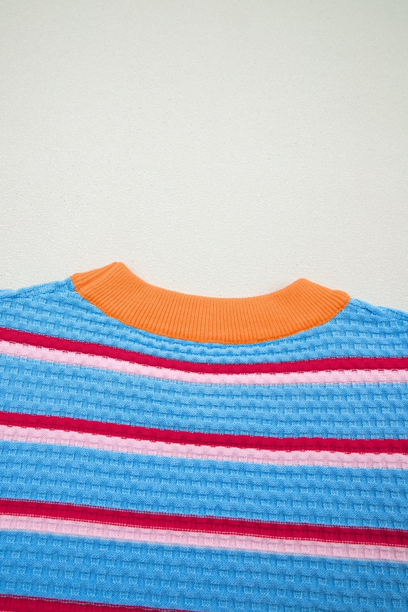 Stripe Colorblock Trim 3/4 Sleeve Sweater Top - Rooted & Reckless Co.