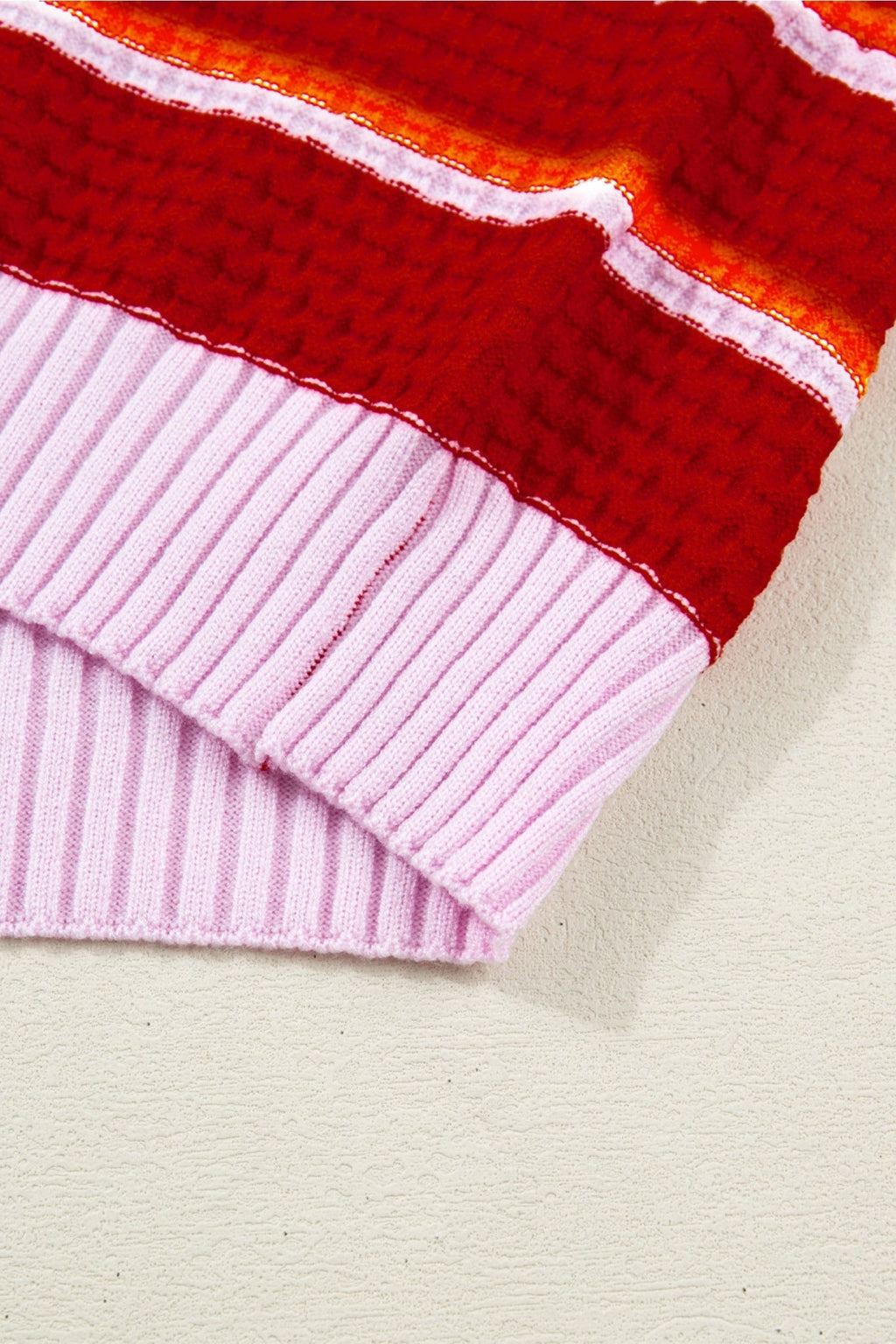 Stripe Colorblock Trim 3/4 Sleeve Sweater Top - Rooted & Reckless Co.