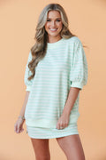 Stripe Colorblock Trim 3/4 Sleeve Top & Mini Skort Sets - Rooted & Reckless Co.