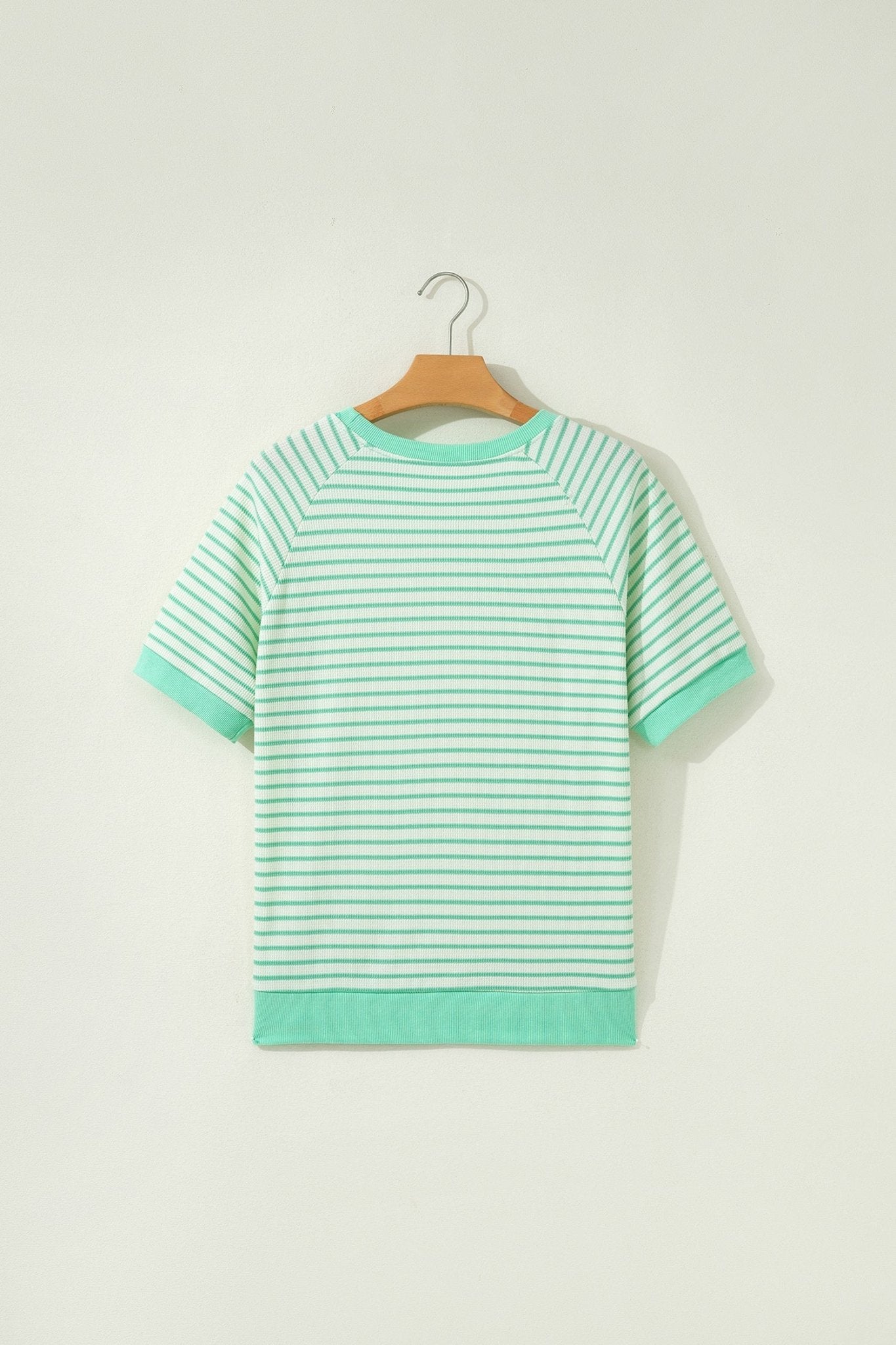 Stripe Colorblock Trim Round Neck Short Sleeve Tee - Rooted & Reckless Co.