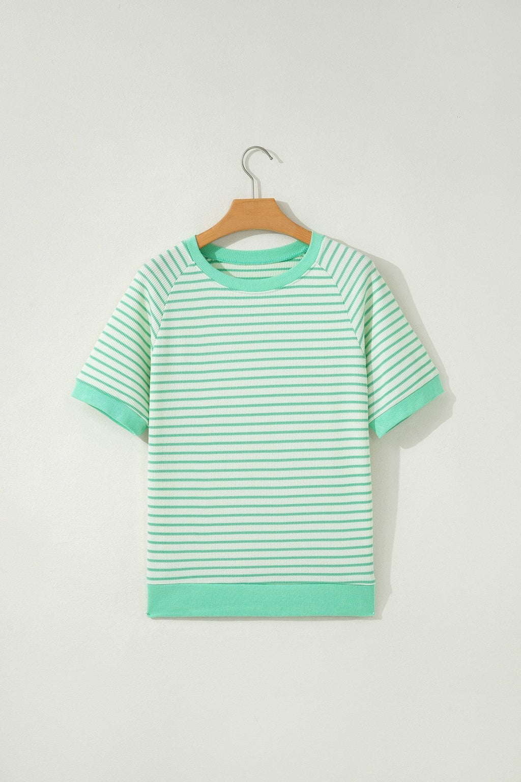 Stripe Colorblock Trim Round Neck Short Sleeve Tee - Rooted & Reckless Co.