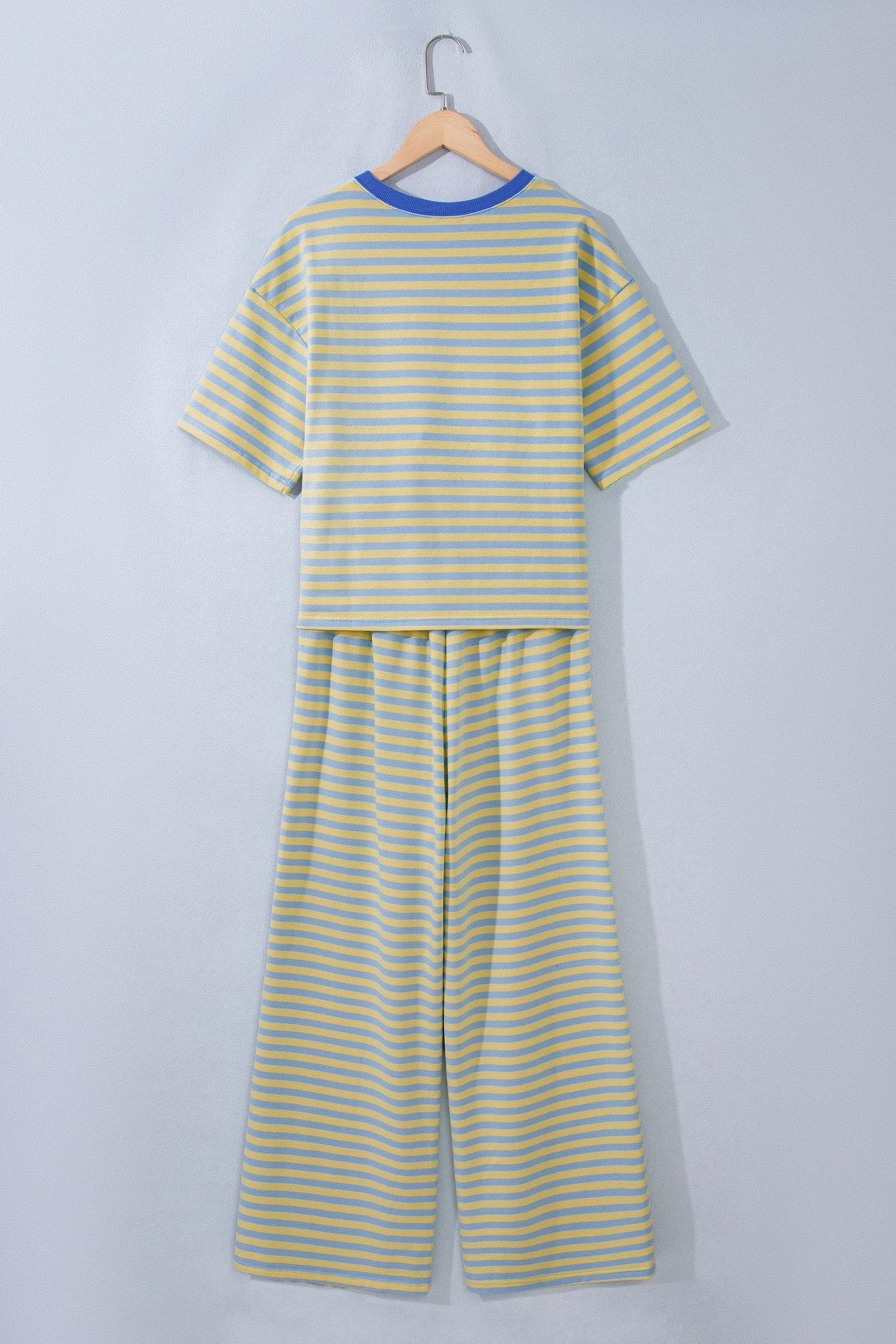 Stripe Colorblock Trim Short Sleeve Tee and Pants Set - Rooted & Reckless Co.