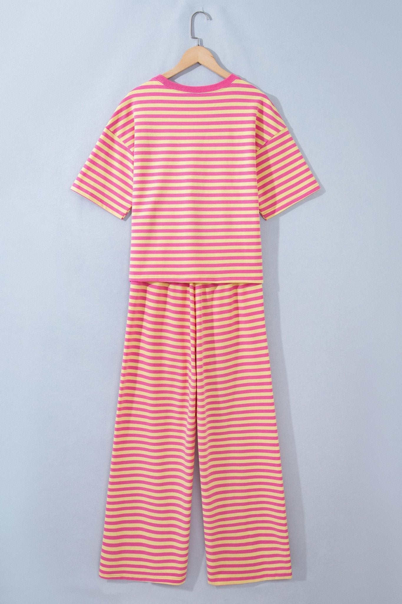 Stripe Colorblock Trim Short Sleeve Tee and Pants Set - Rooted & Reckless Co.