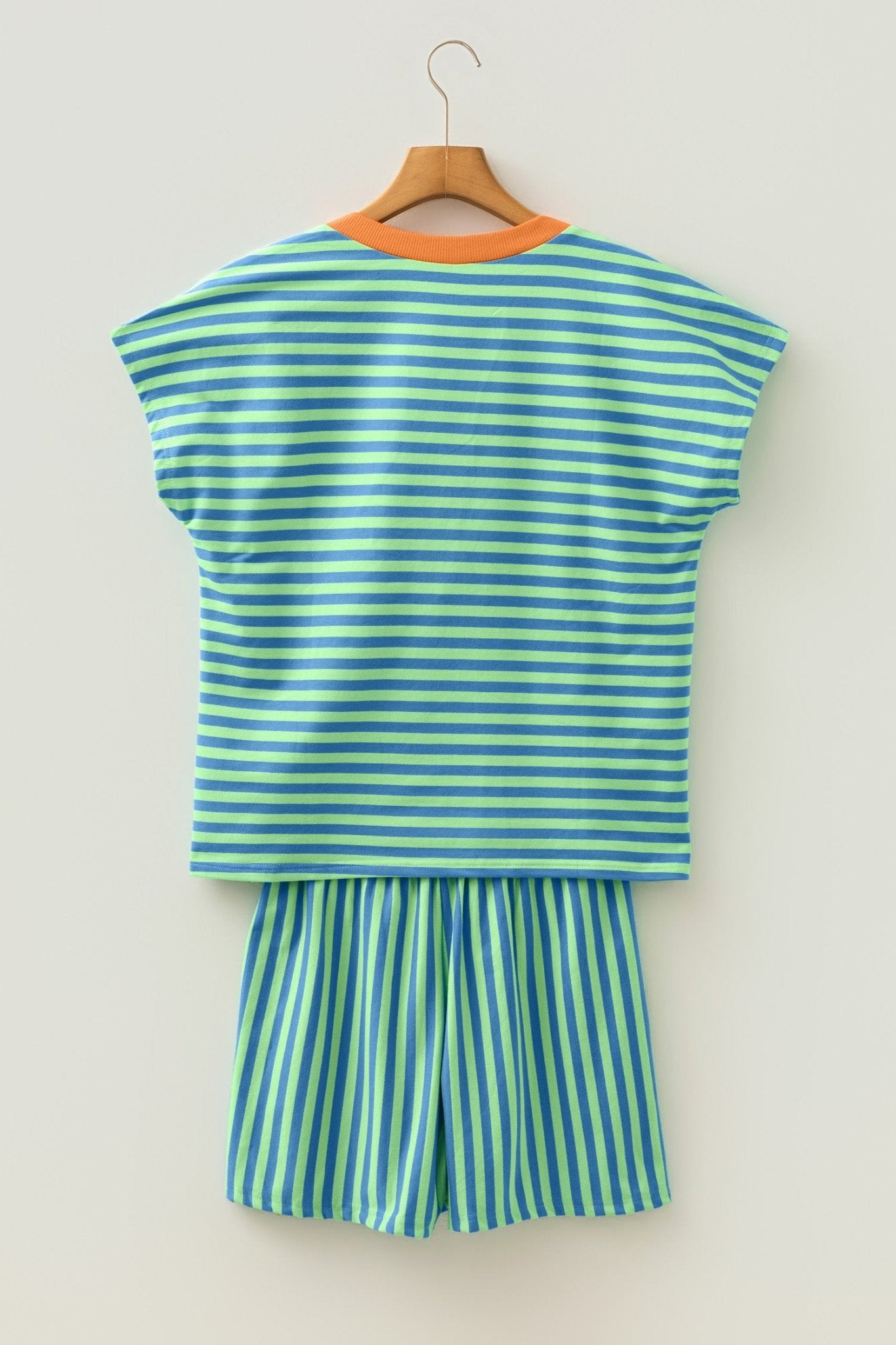 Stripe Colorblock V-Neck Tee & Drawstring Short Set - Rooted & Reckless Co.