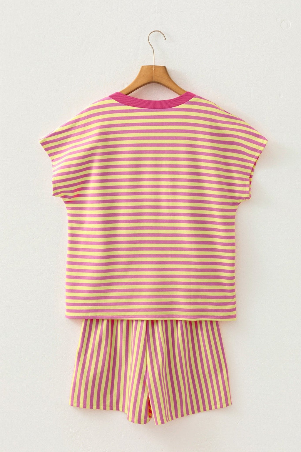 Stripe Colorblock V-Neck Tee & Drawstring Short Set - Rooted & Reckless Co.