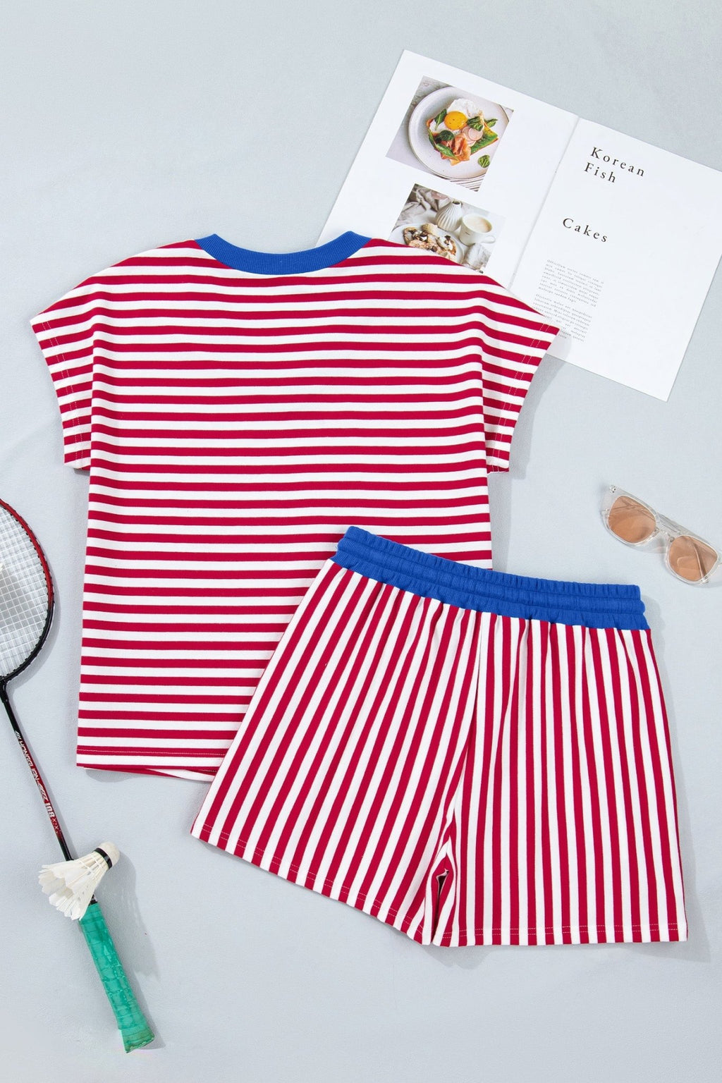 Stripe Colorblock V-Neck Tee & Drawstring Short Set - Rooted & Reckless Co.