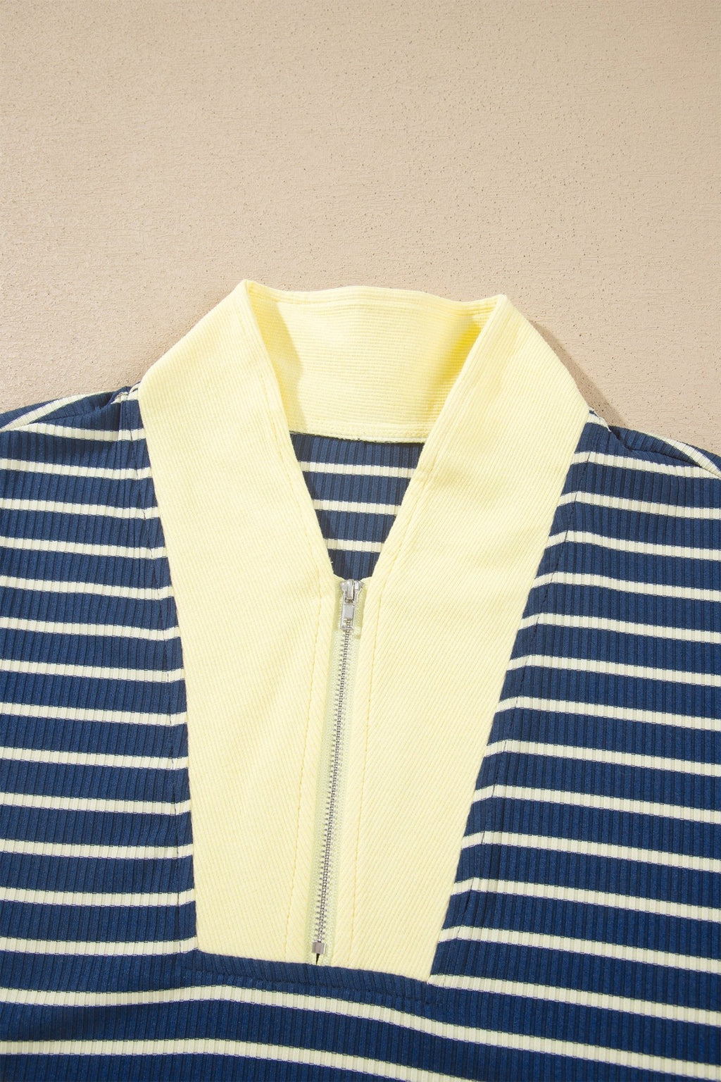 Stripe Colorblock Zip V-Neck Pullover and Pants Set - Rooted & Reckless Co.
